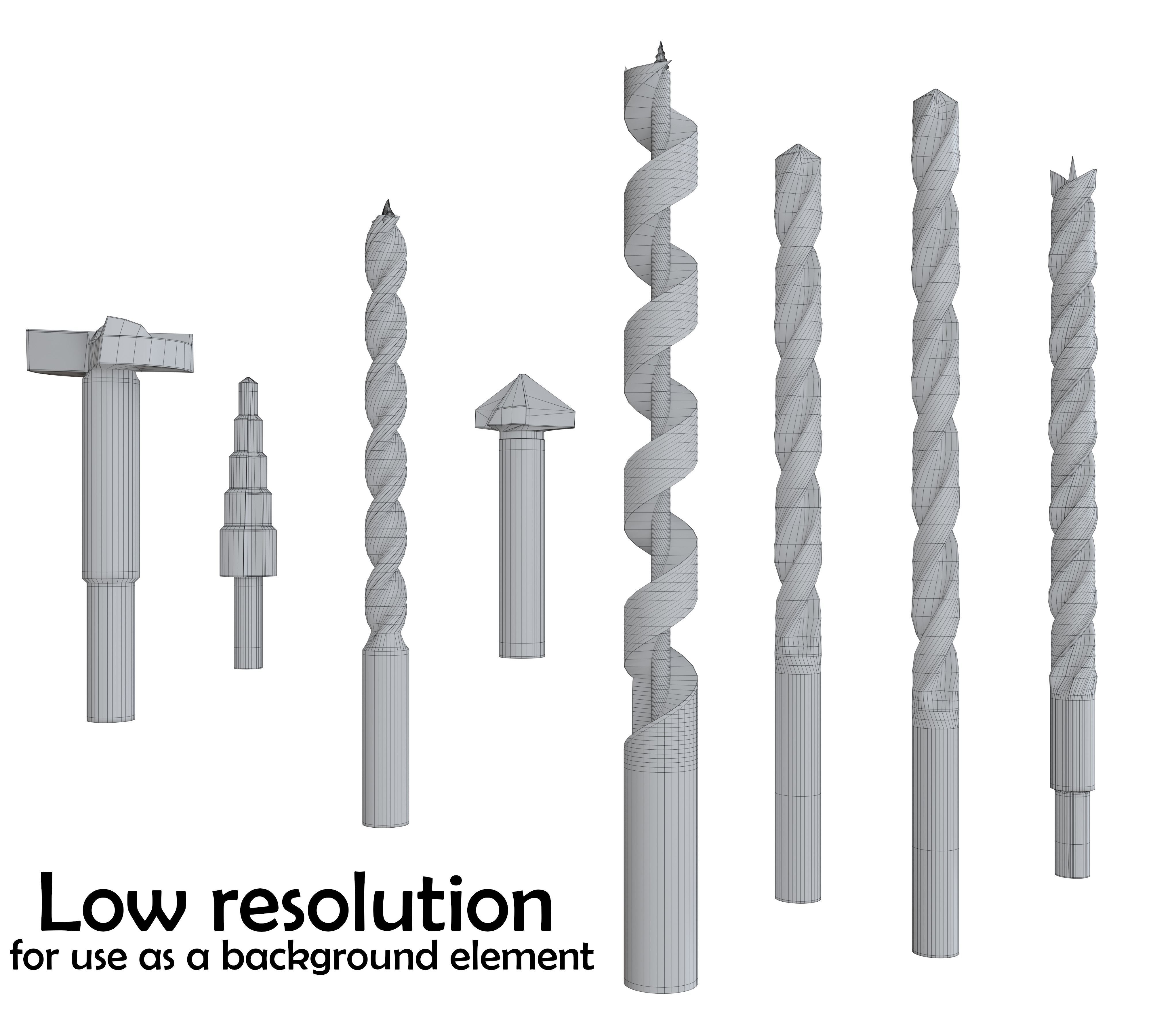 Drill Bit Models Low-poly 3D model_4