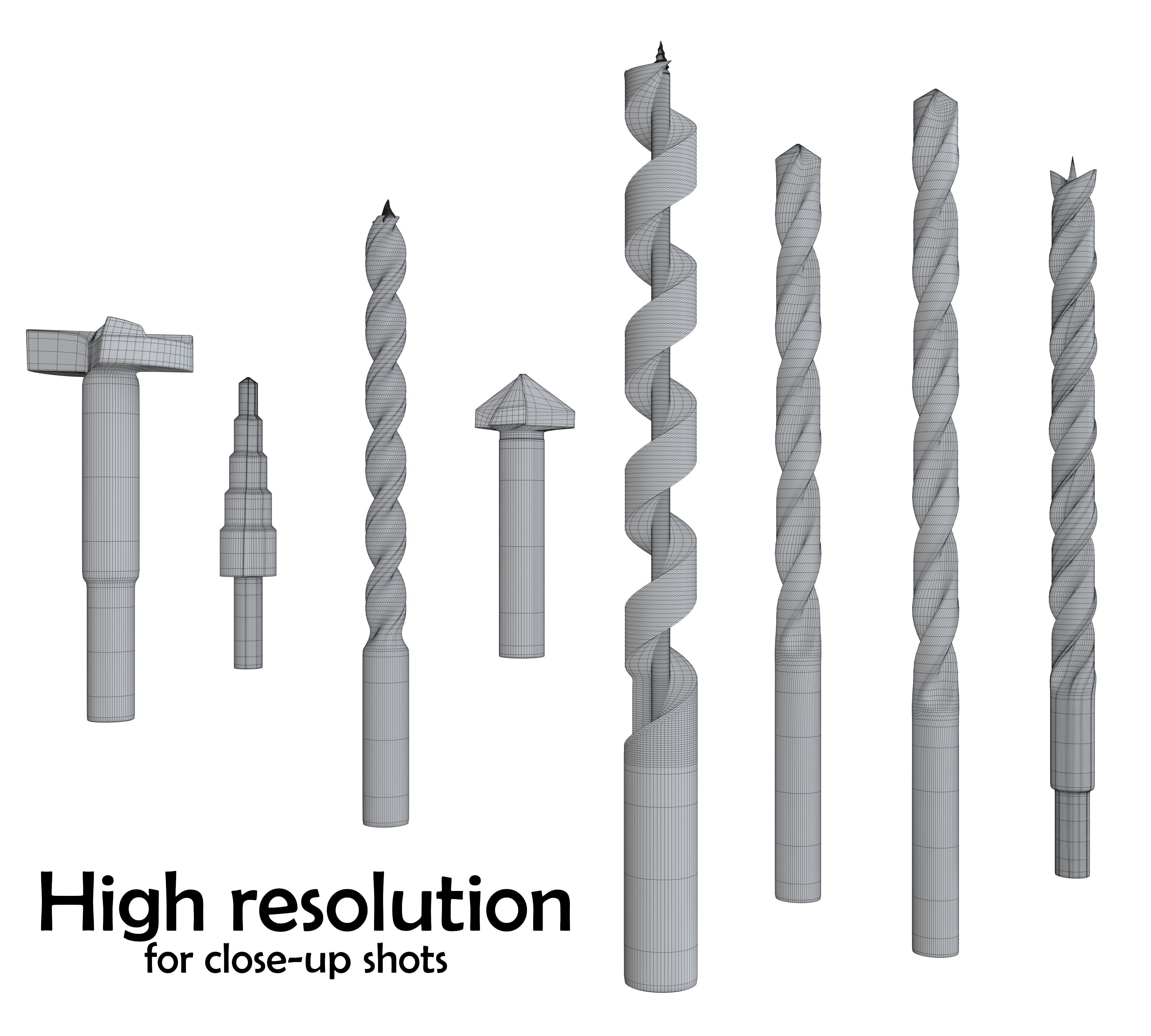 Drill Bit Models Low-poly 3D model_5