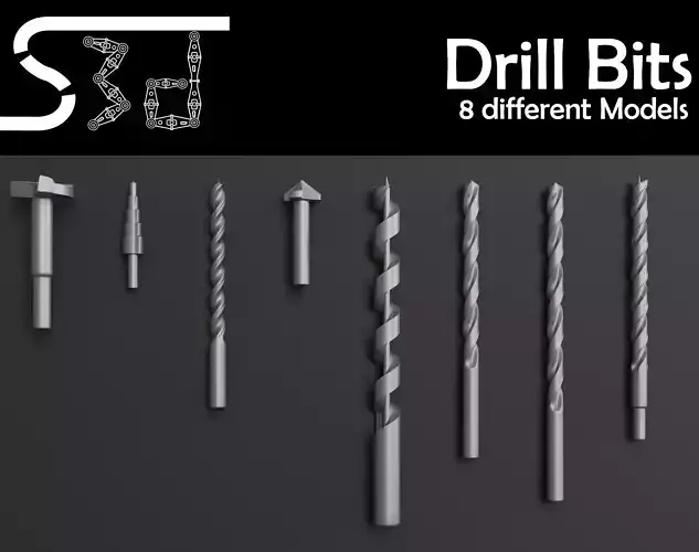 Drill Bit Models Low-poly 3D model