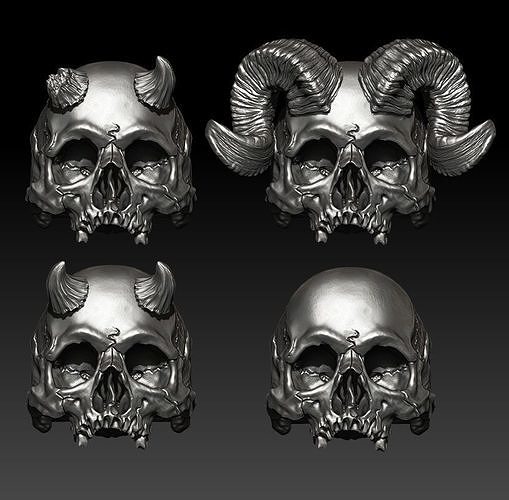 Big skull and horn rings - Rotten - 4 3D print model