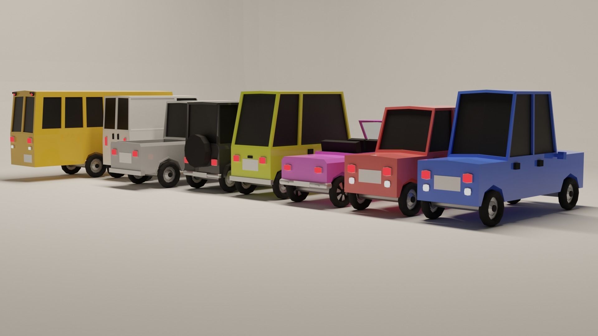 Low Poly Suburban Vehicle Pack Low-poly 3D model_2