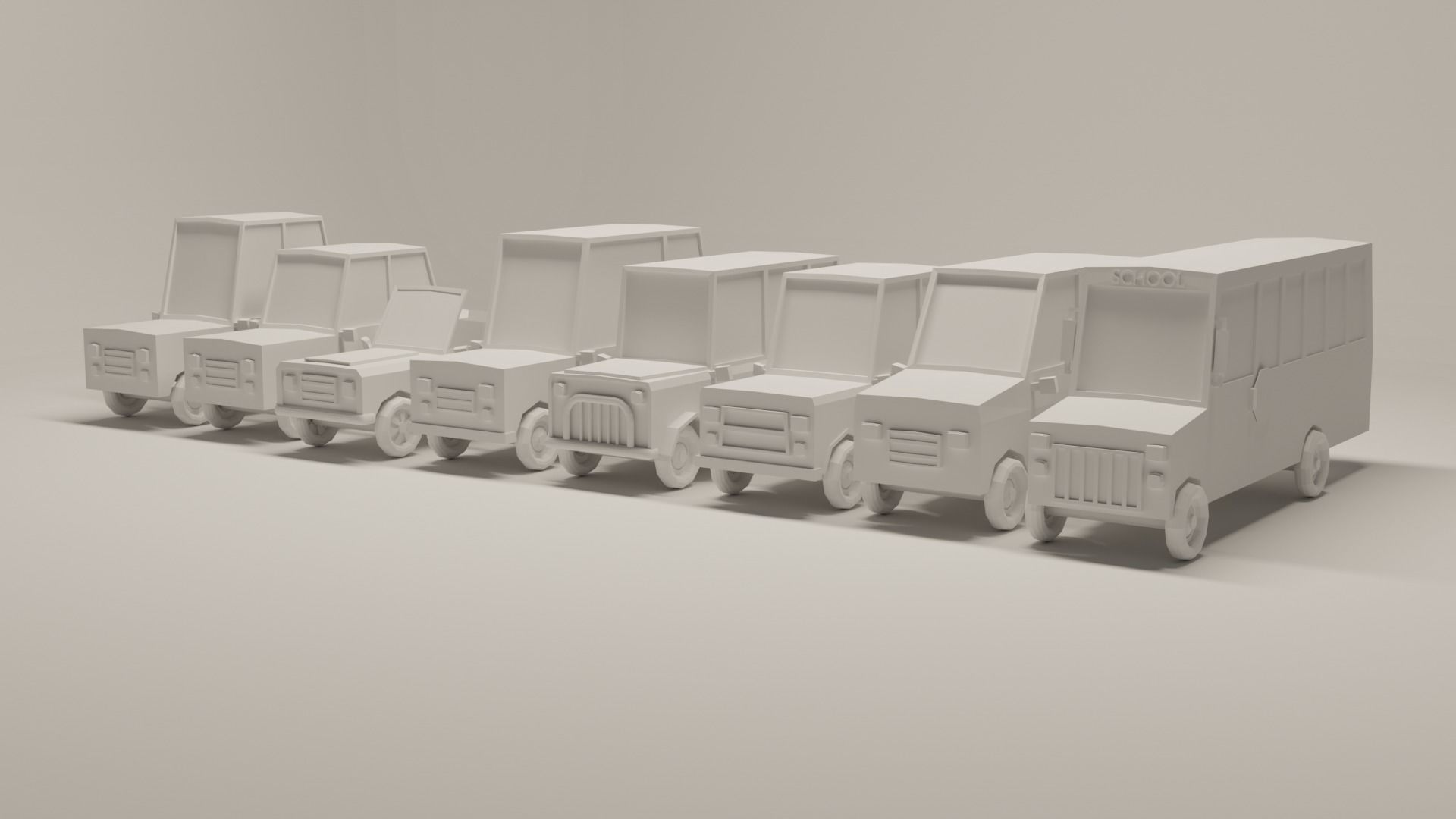Low Poly Suburban Vehicle Pack Low-poly 3D model_1