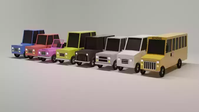Low Poly Suburban Vehicle Pack