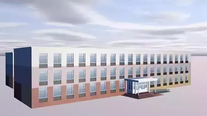 School building on cloudy day