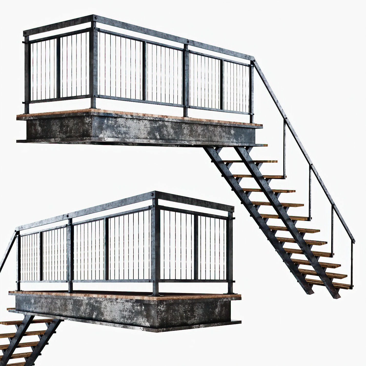 Metal stair with railing