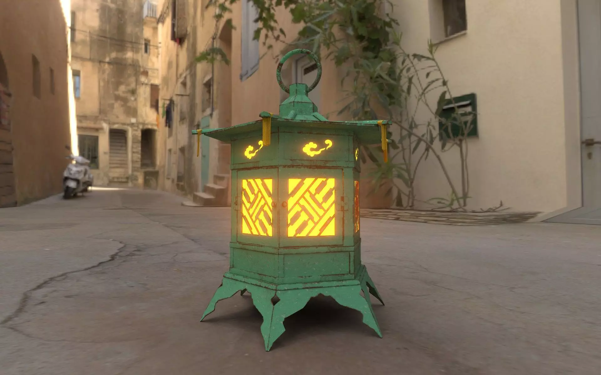 Japanese Lantern Low-poly 3D model_0