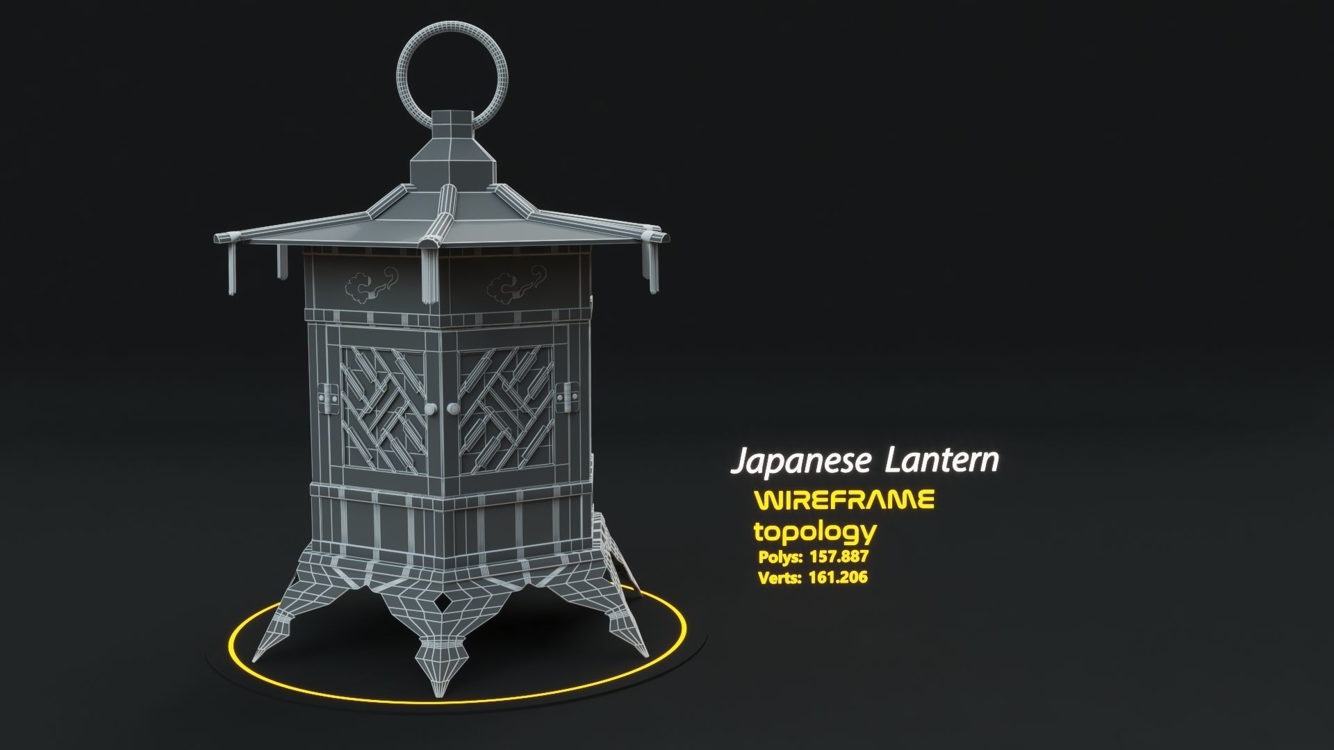 Japanese Lantern Low-poly 3D model_3
