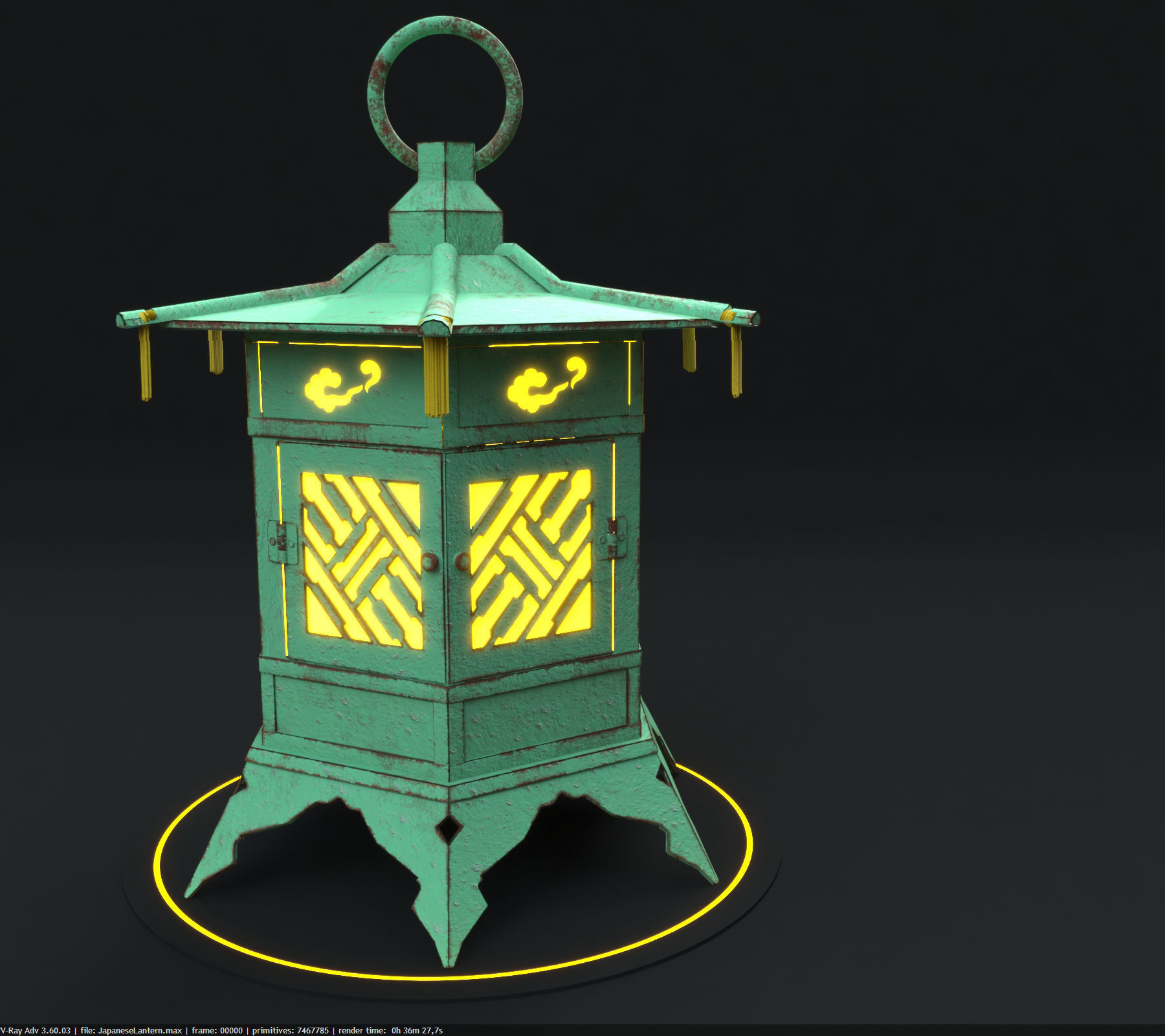 Japanese Lantern Low-poly 3D model_6