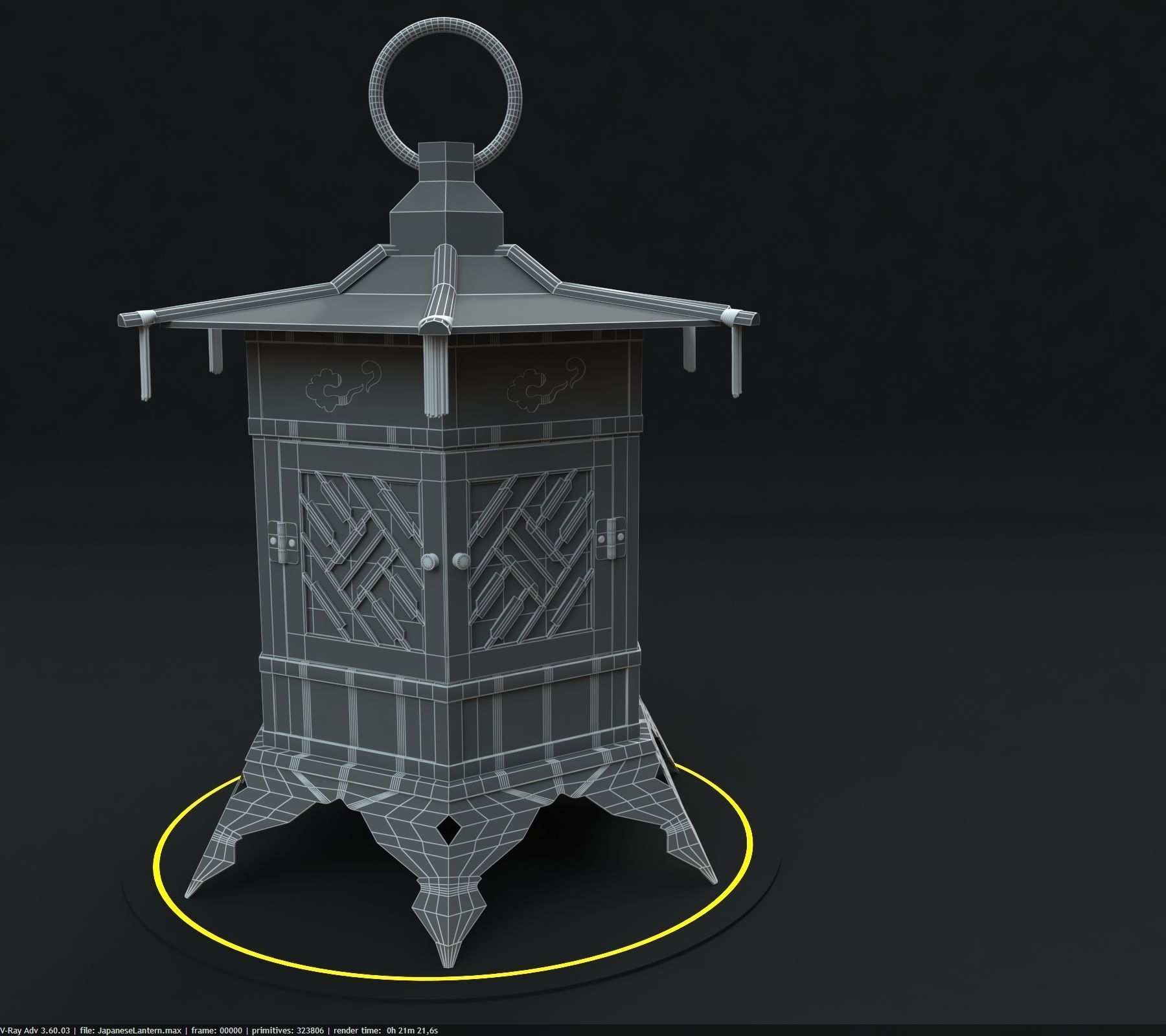 Japanese Lantern Low-poly 3D model_4