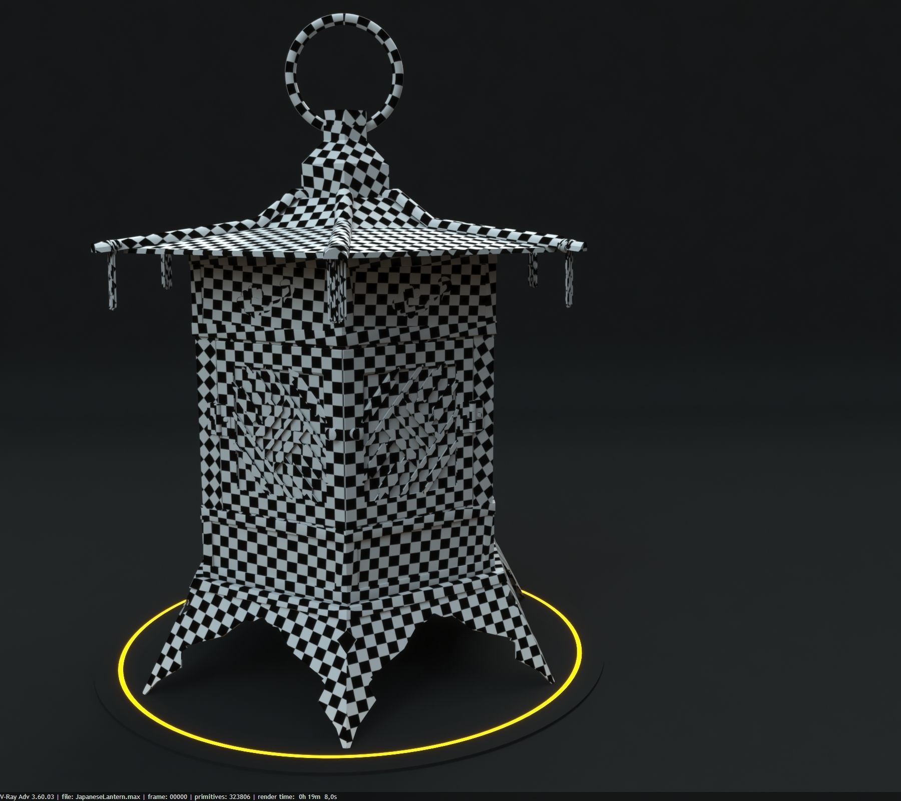 Japanese Lantern Low-poly 3D model_8