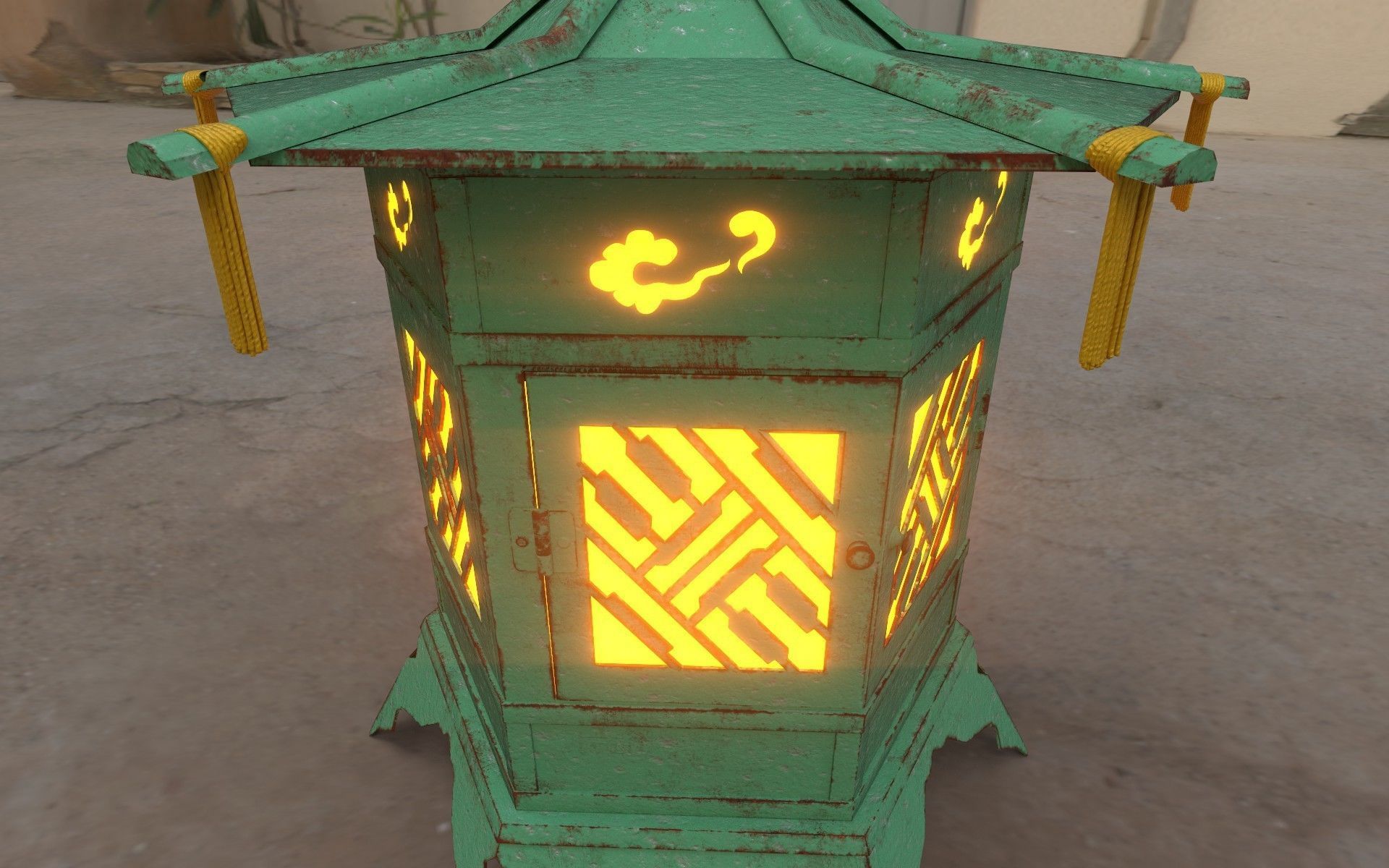 Japanese Lantern Low-poly 3D model_1