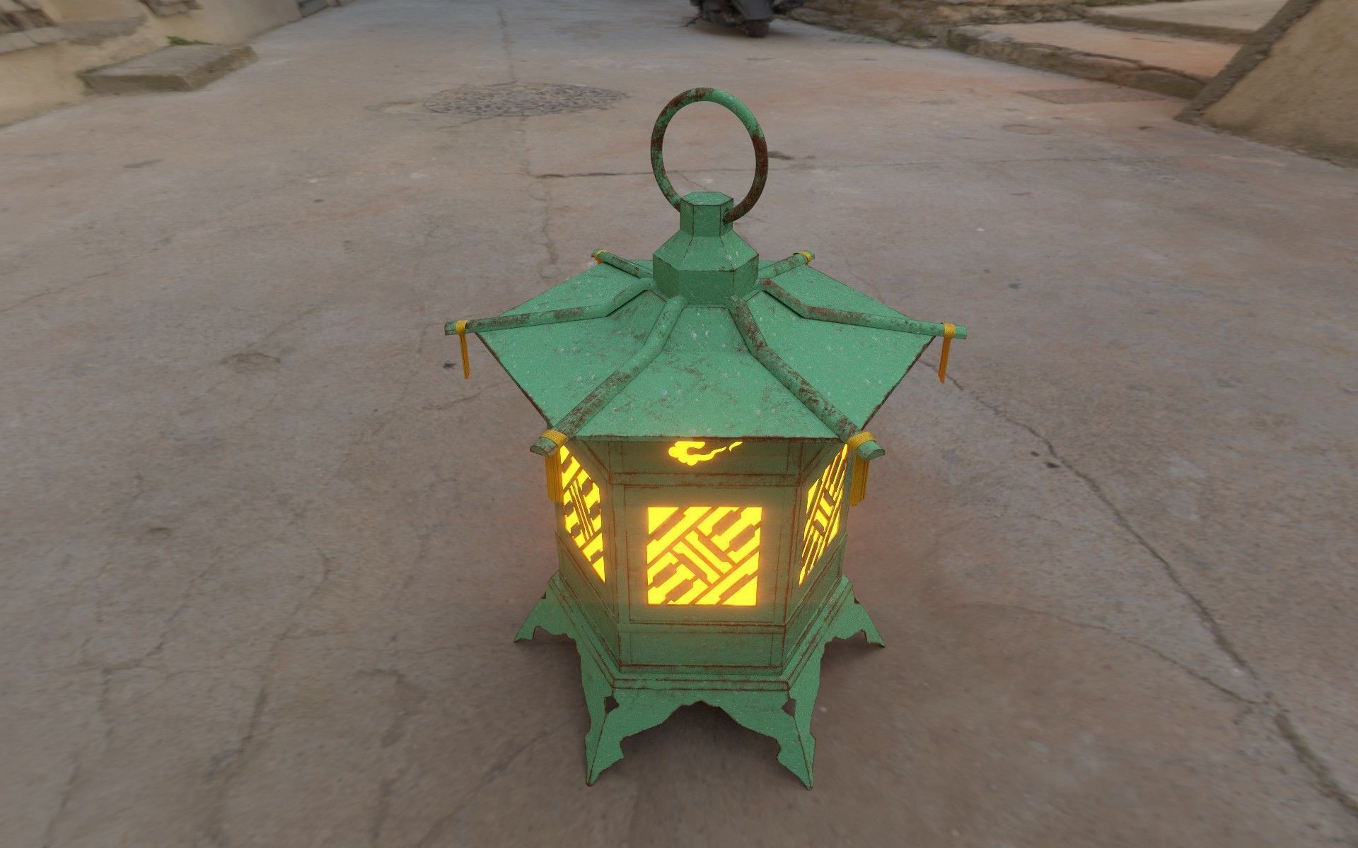 Japanese Lantern Low-poly 3D model_2