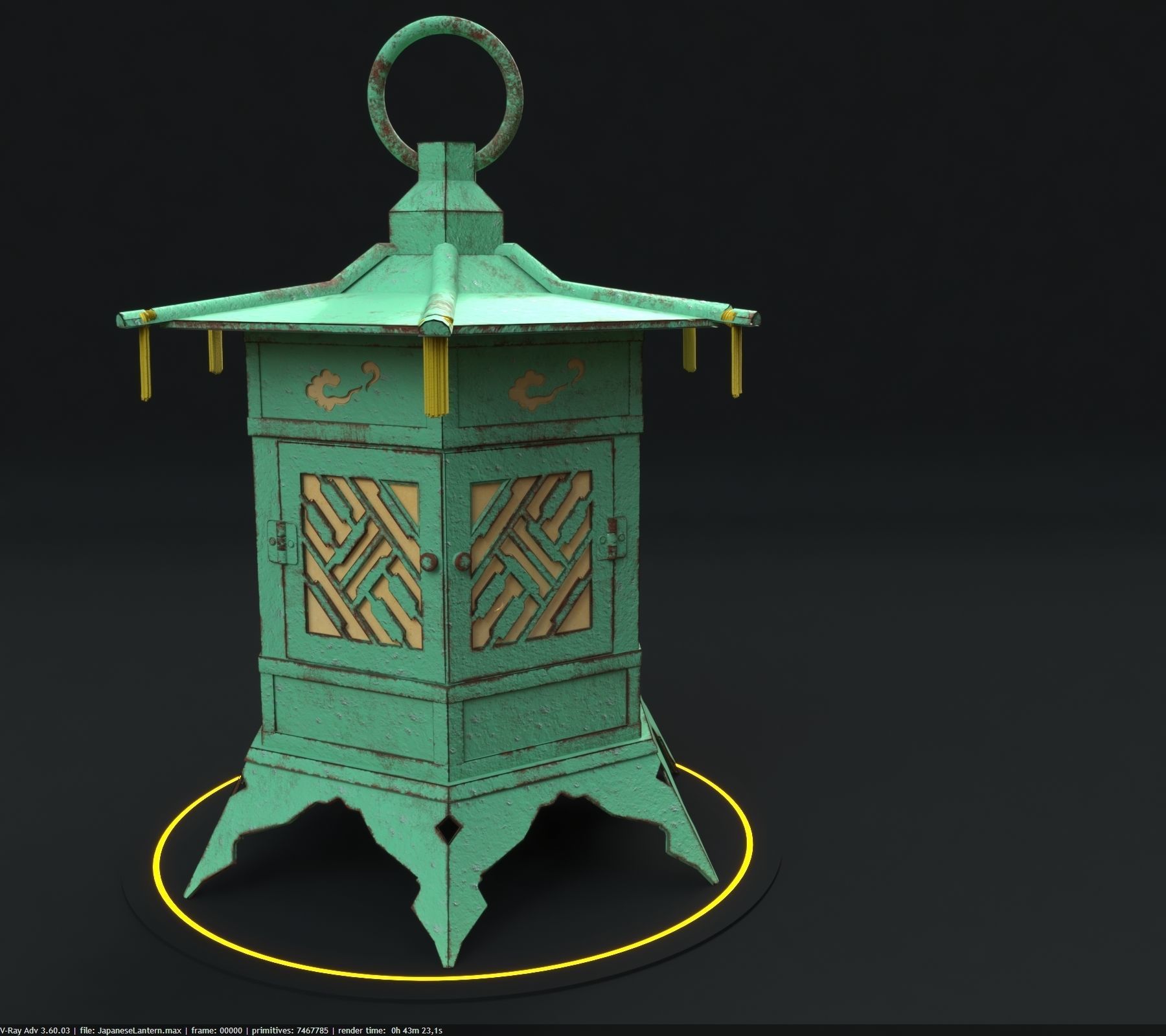 Japanese Lantern Low-poly 3D model_5