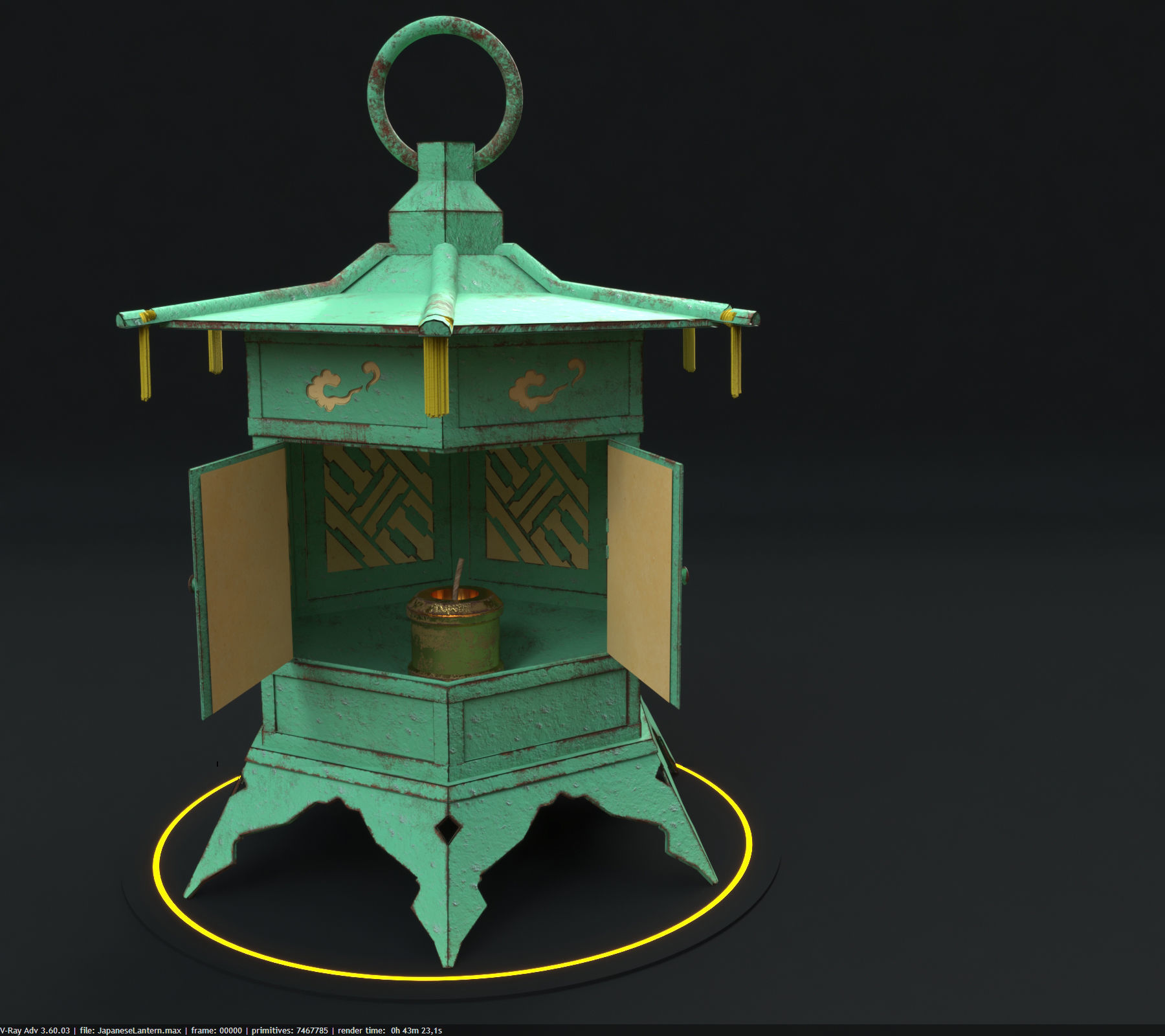 Japanese Lantern Low-poly 3D model_7
