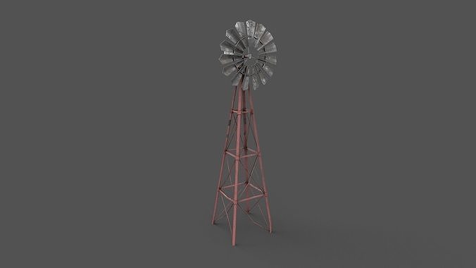 Vintage Windmill Low-poly  Low-poly 3D model