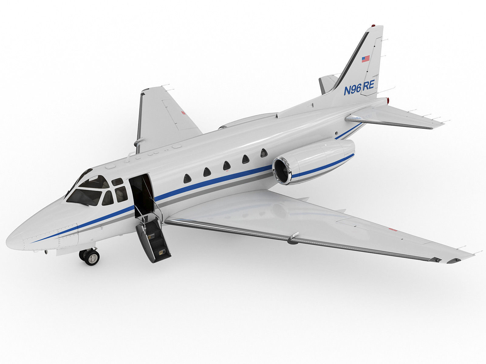 Sabreliner 60 - 65 with interior 3D model_1