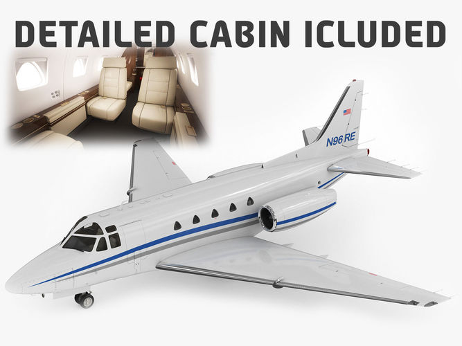 Sabreliner 60 - 65 with interior 3D model