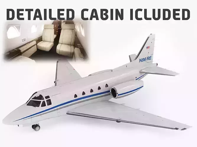 Sabreliner 60 - 65 with interior 3D model