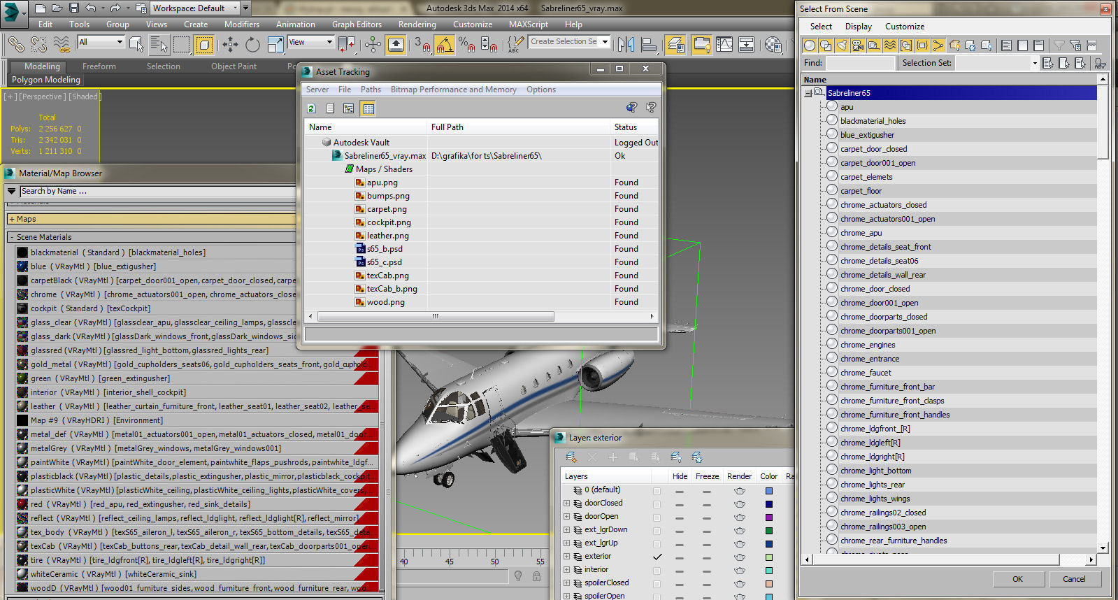 Sabreliner 60 - 65 with interior 3D model_35