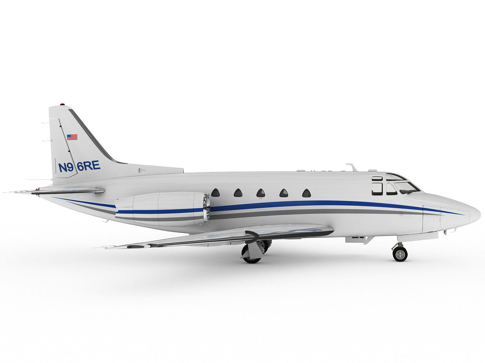 Sabreliner 60 - 65 with interior 3D model_9