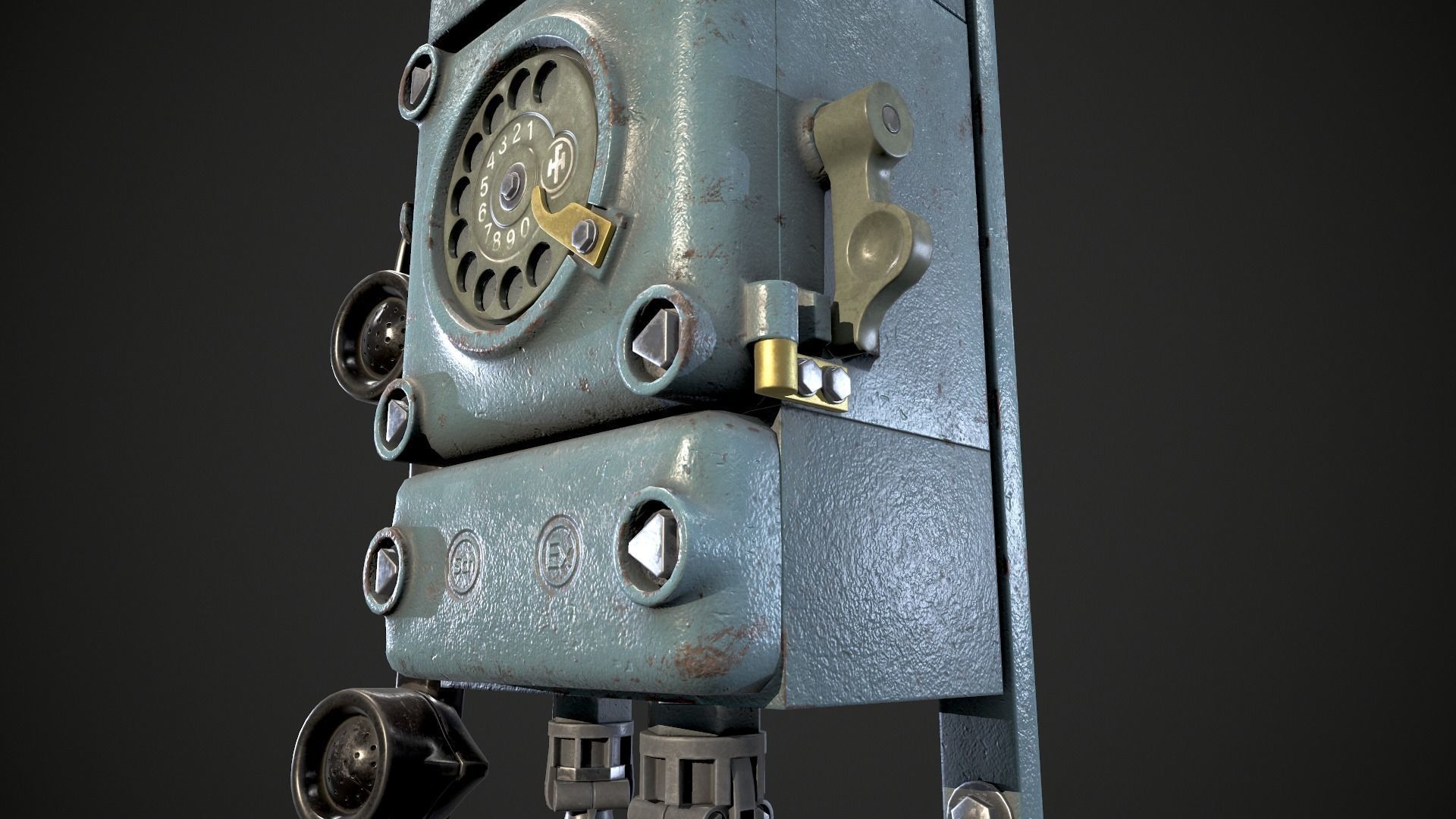 Bunker retro phone Low-poly 3D model_7