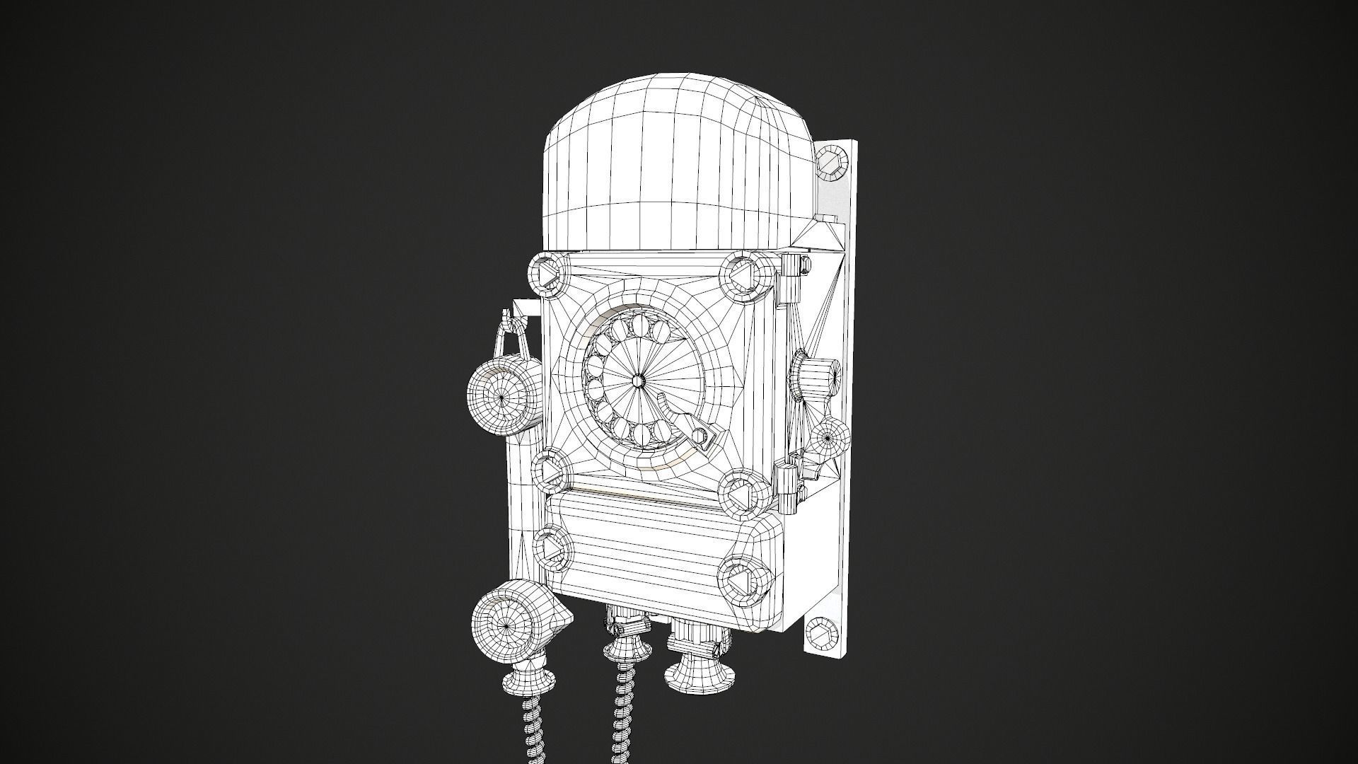 Bunker retro phone Low-poly 3D model_9