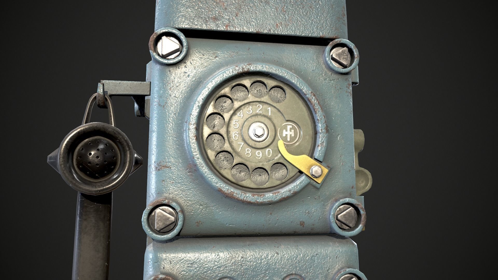 Bunker retro phone Low-poly 3D model_6