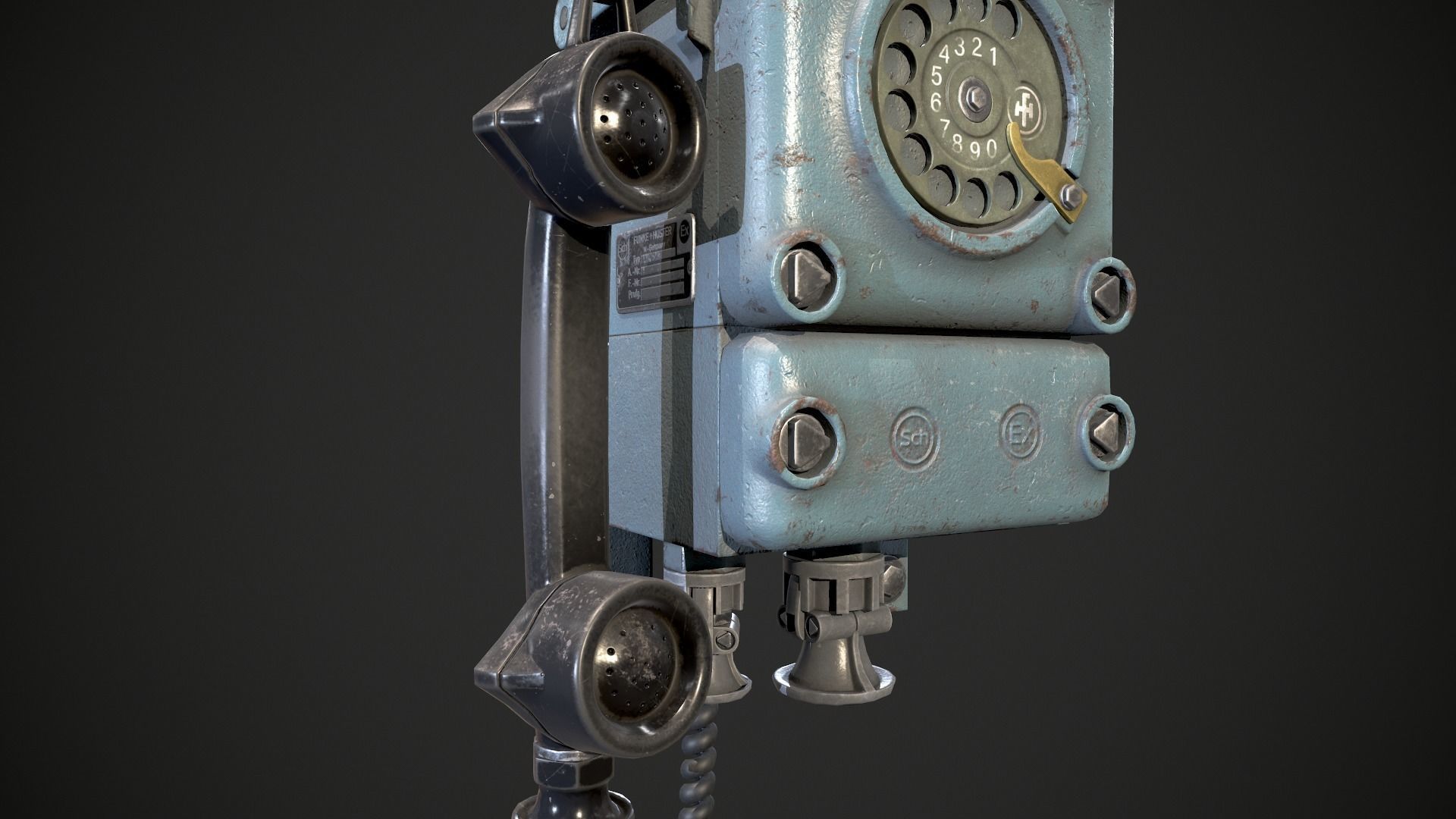 Bunker retro phone Low-poly 3D model_5