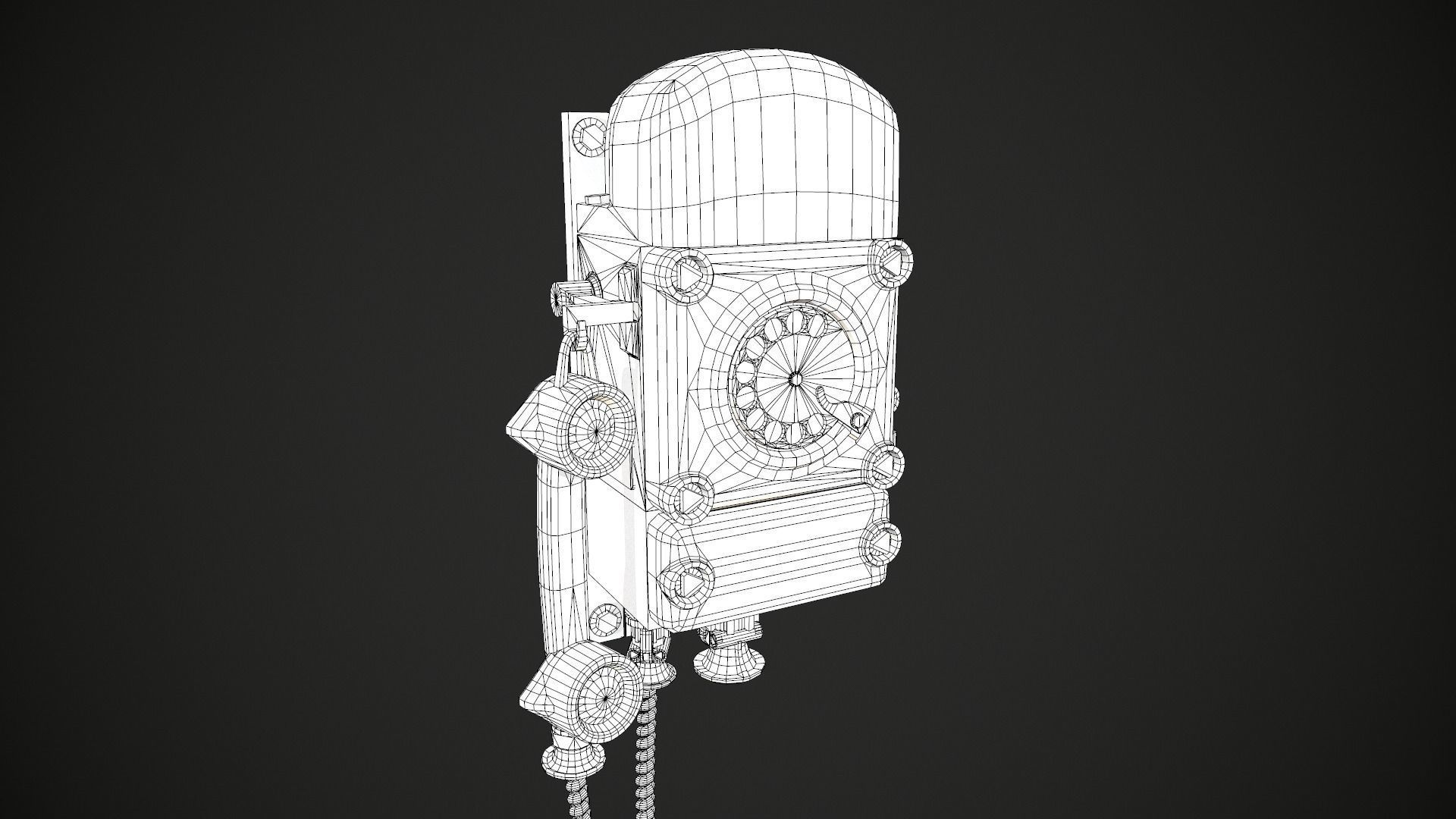 Bunker retro phone Low-poly 3D model_8