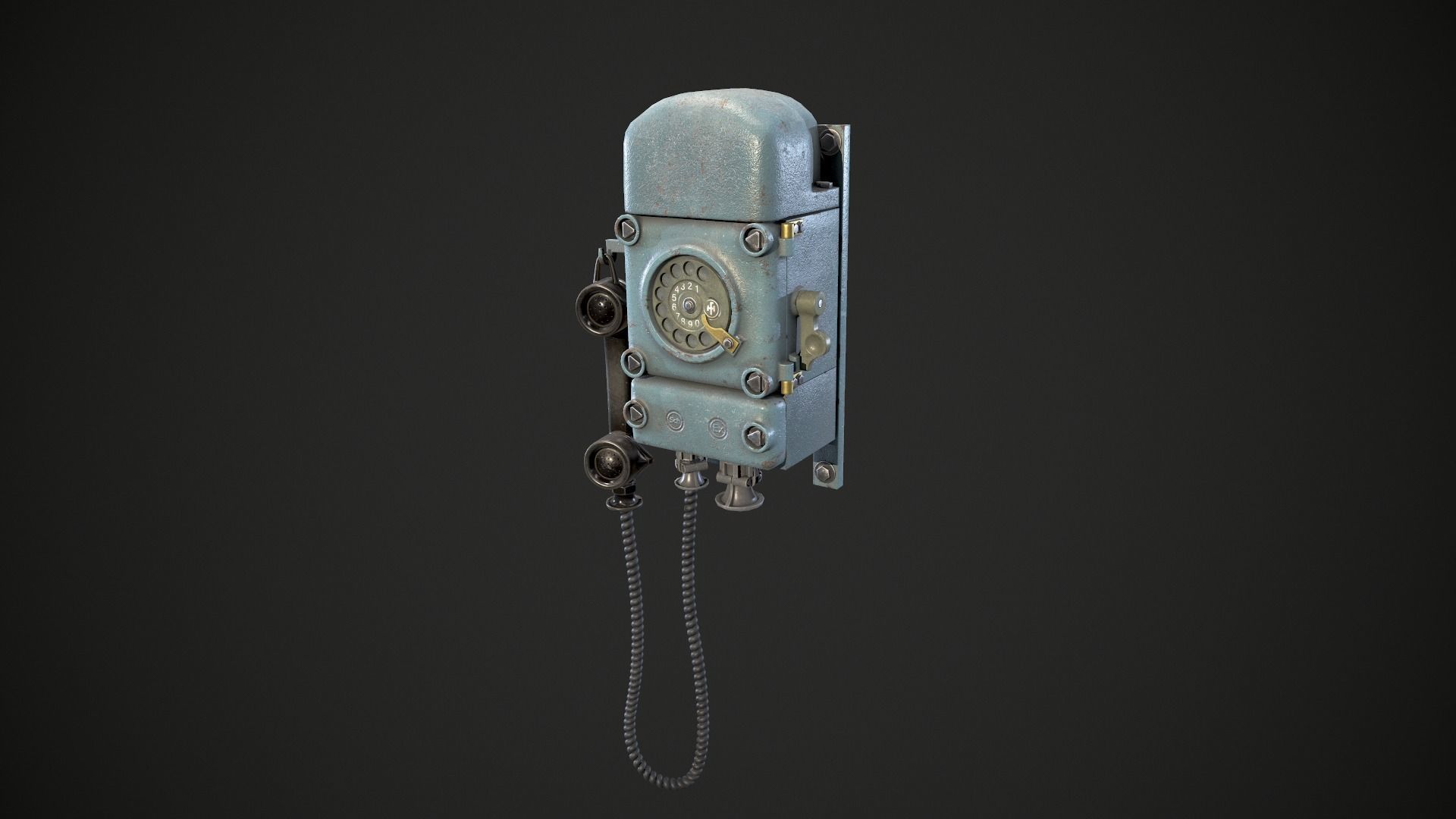 Bunker retro phone Low-poly 3D model_4