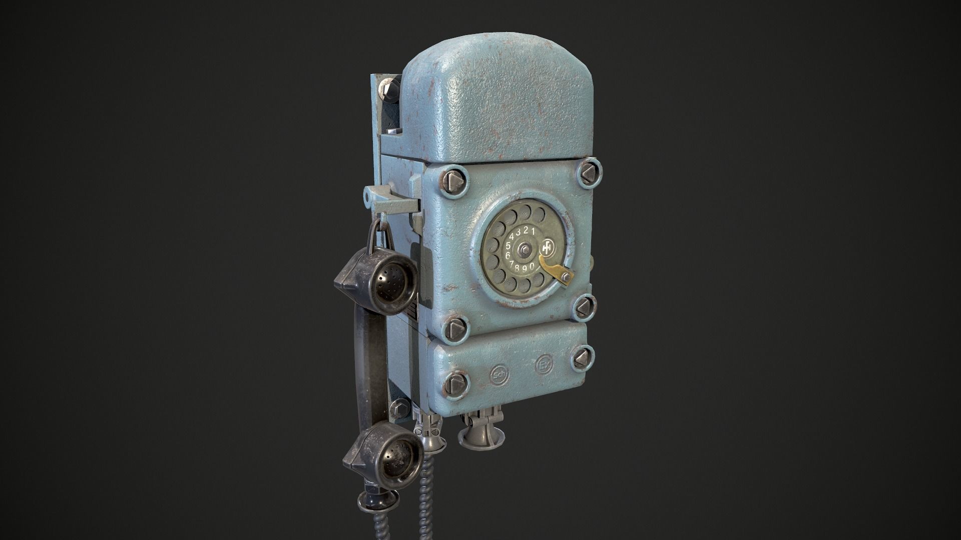 Bunker retro phone Low-poly 3D model_2