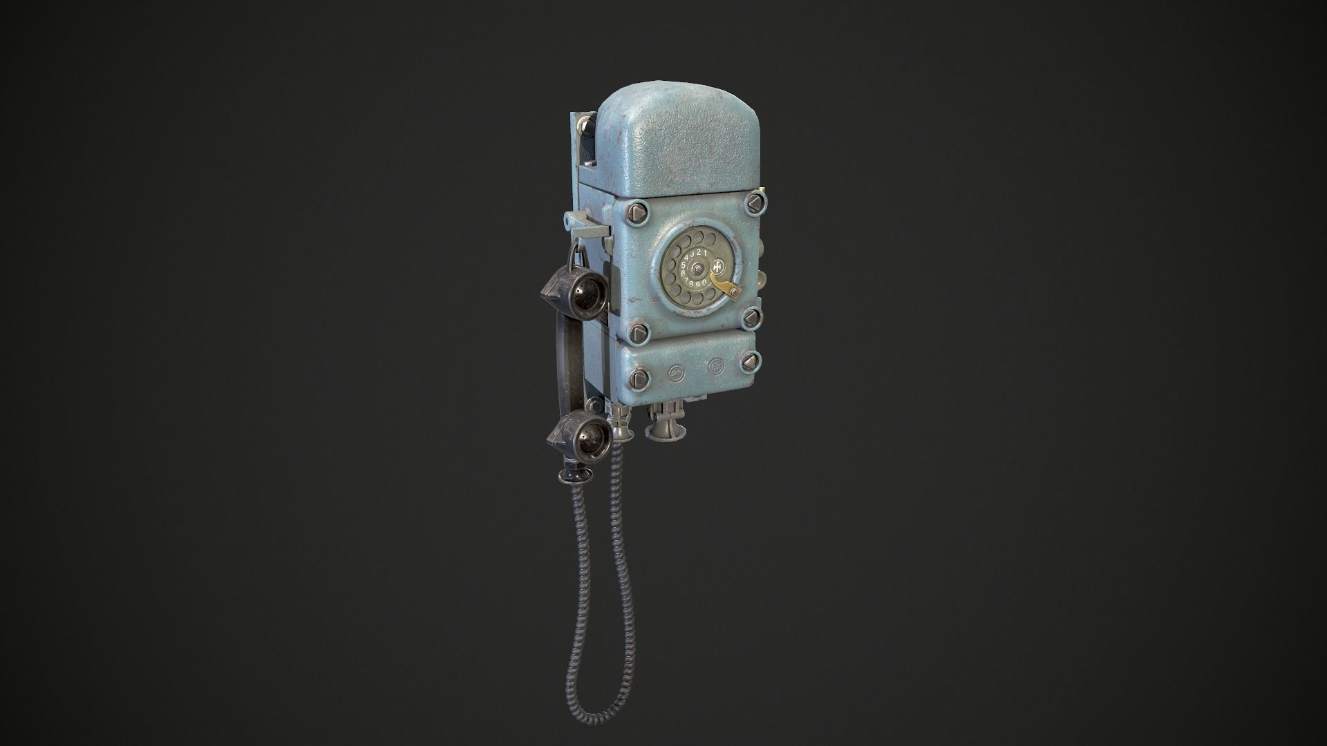 Bunker retro phone Low-poly 3D model_3