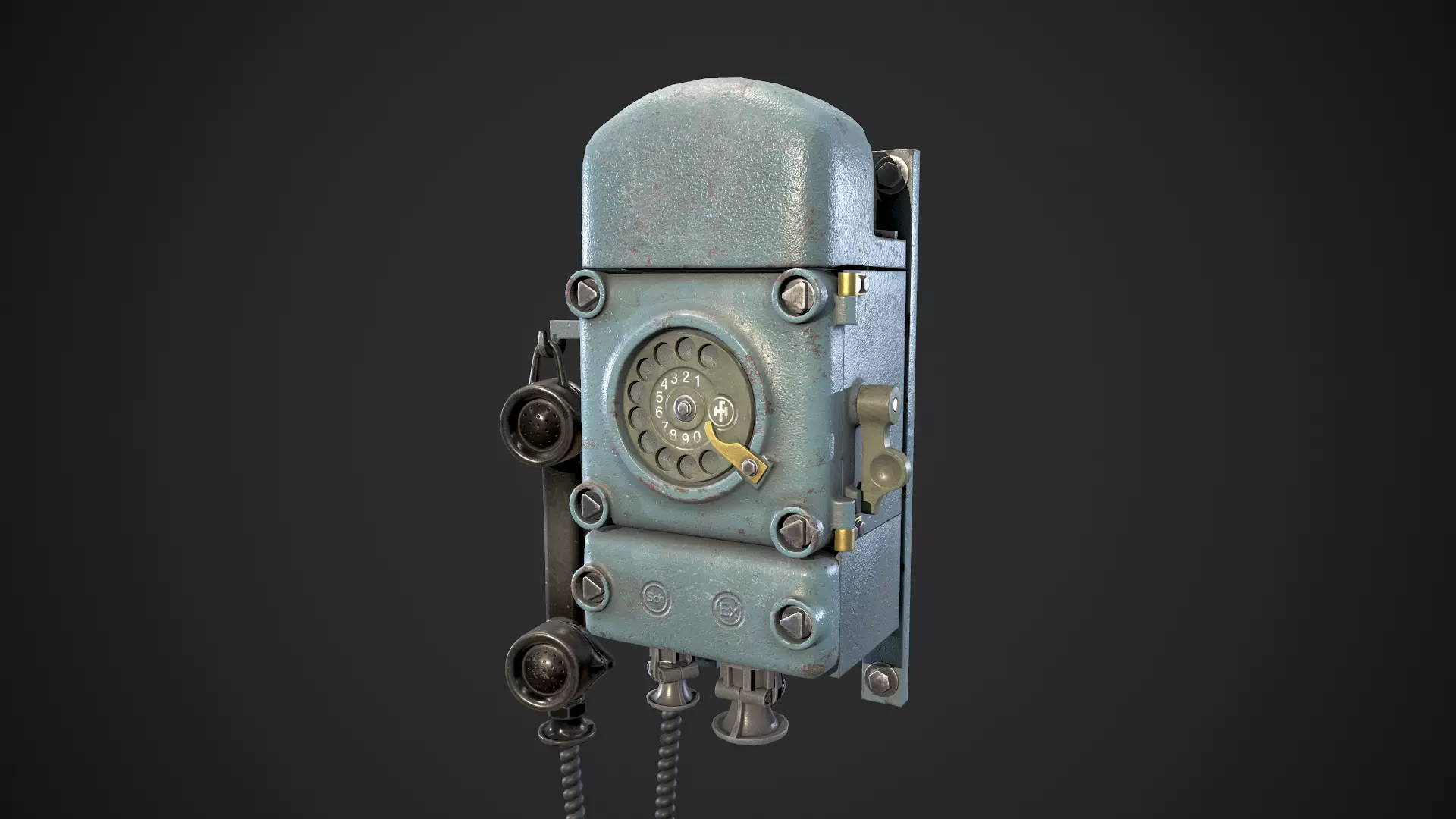 Bunker retro phone Low-poly 3D model_0