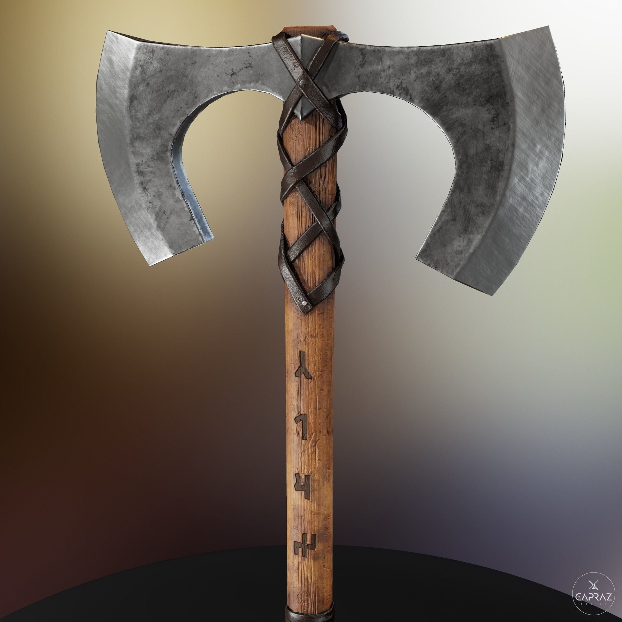 Viking Double Axe Low-poly 3D model_3