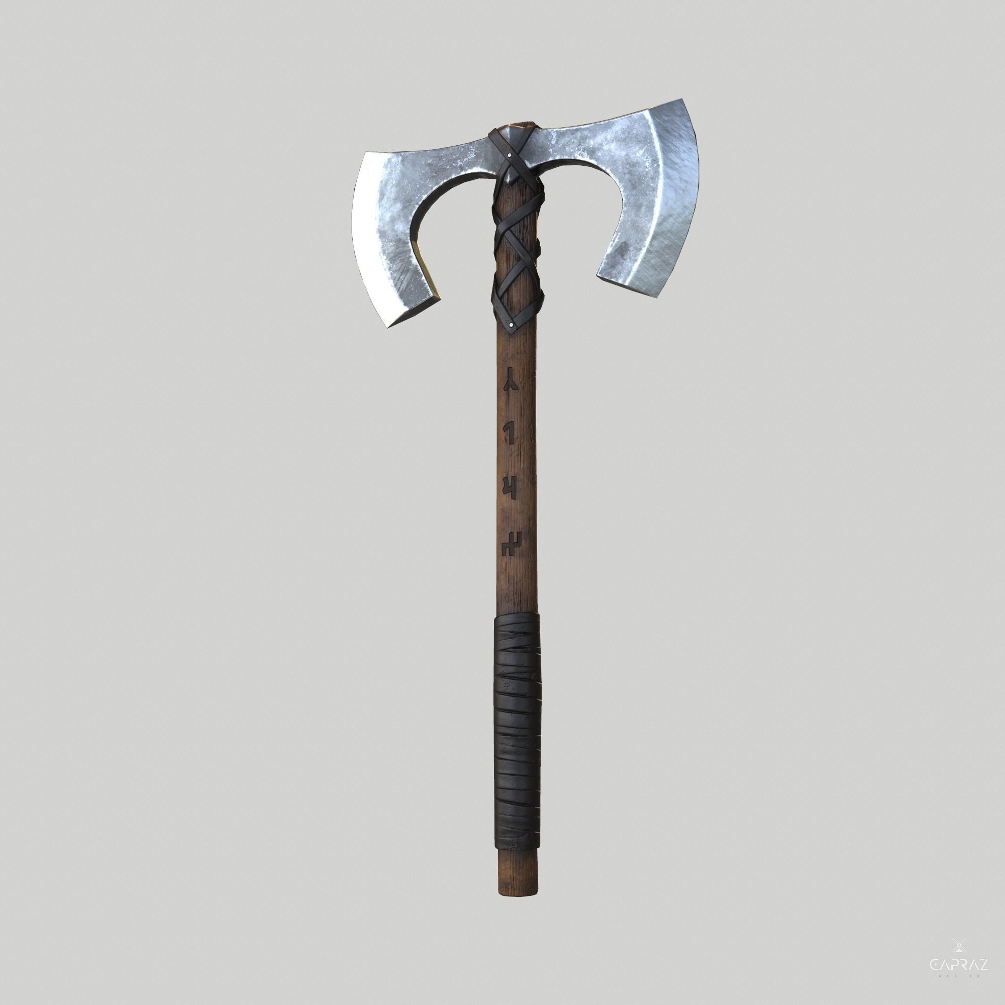 Viking Double Axe Low-poly 3D model_14