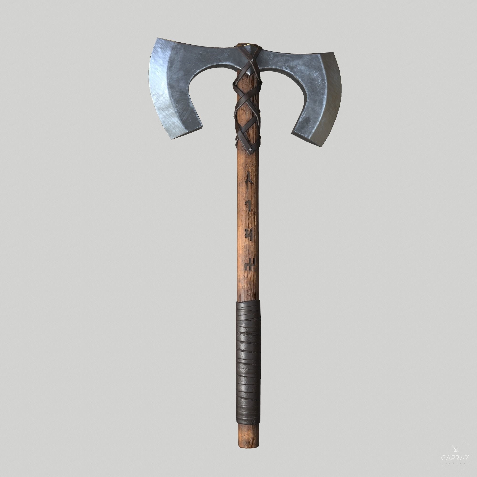 Viking Double Axe Low-poly 3D model_15