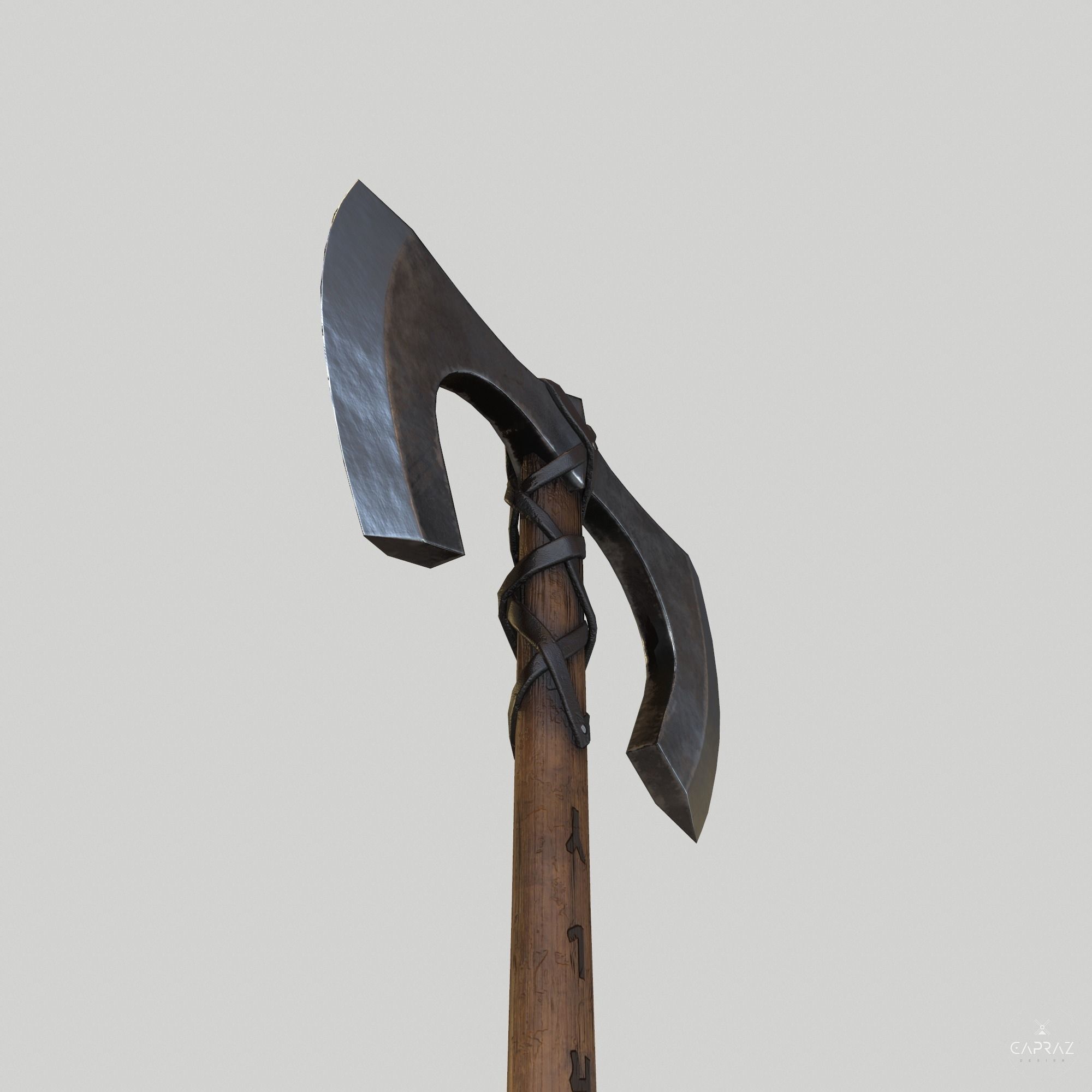 Viking Double Axe Low-poly 3D model_13