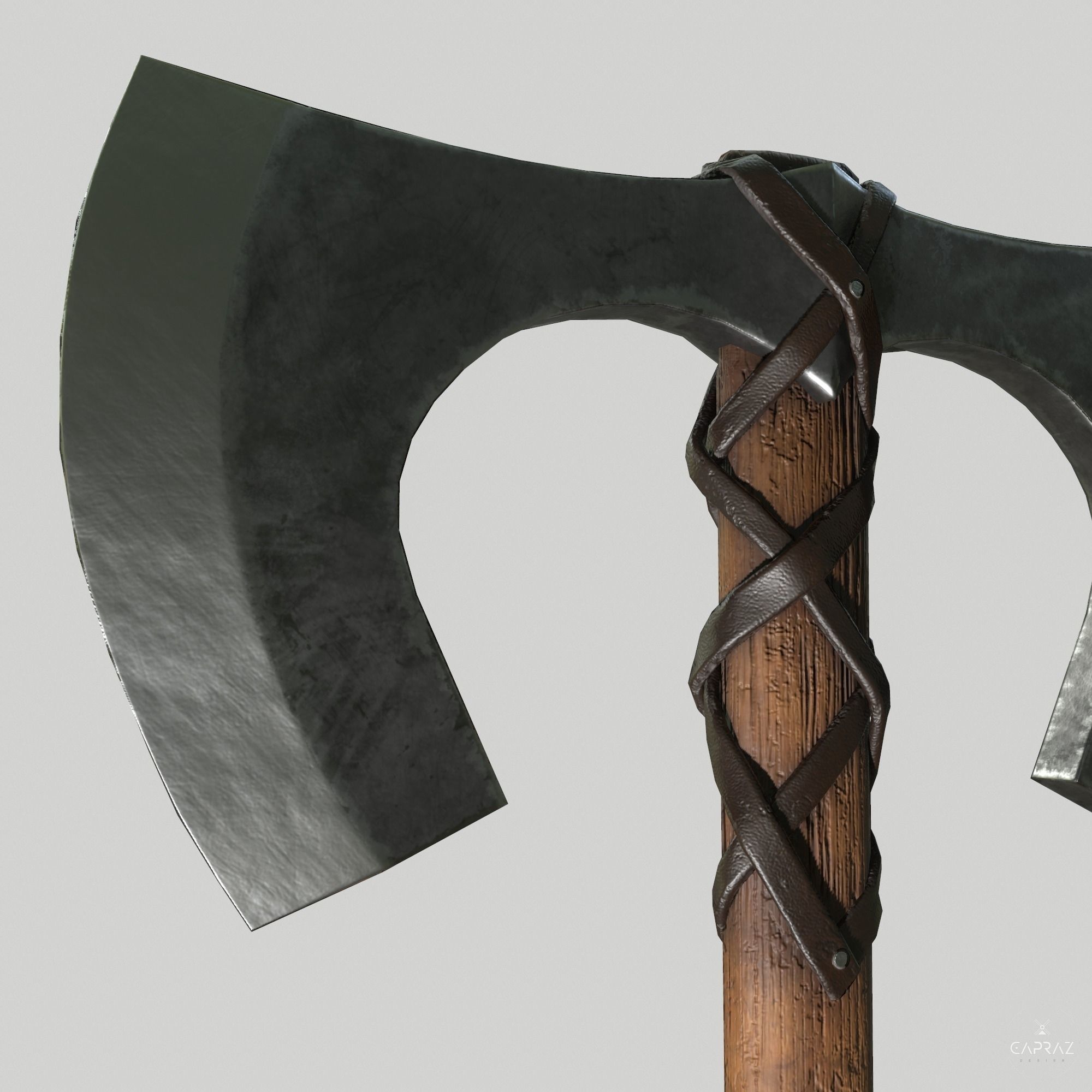 Viking Double Axe Low-poly 3D model_19