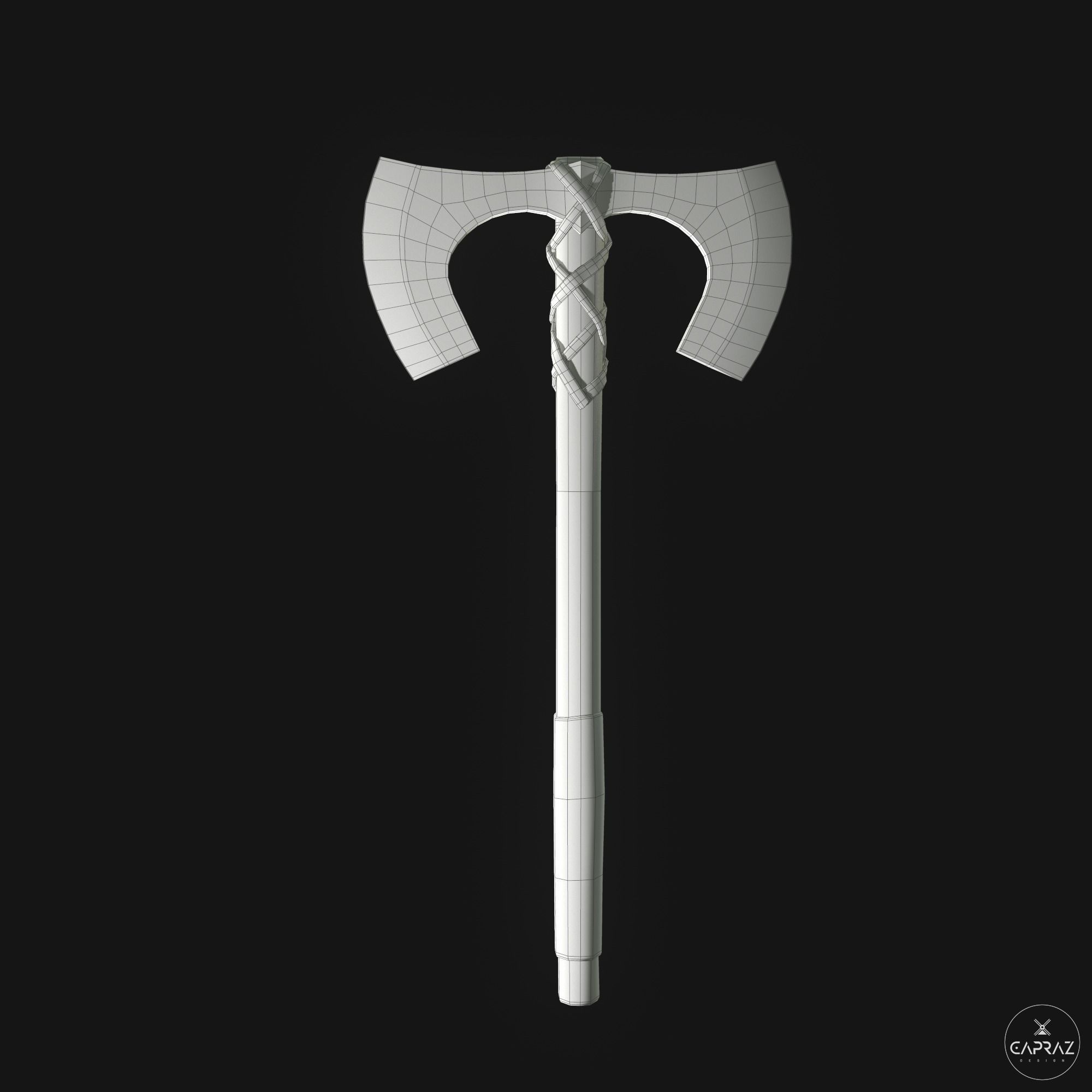 Viking Double Axe Low-poly 3D model_21