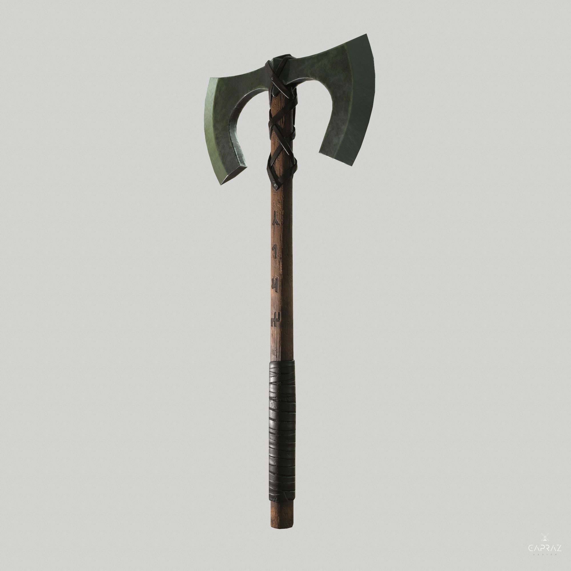 Viking Double Axe Low-poly 3D model_18