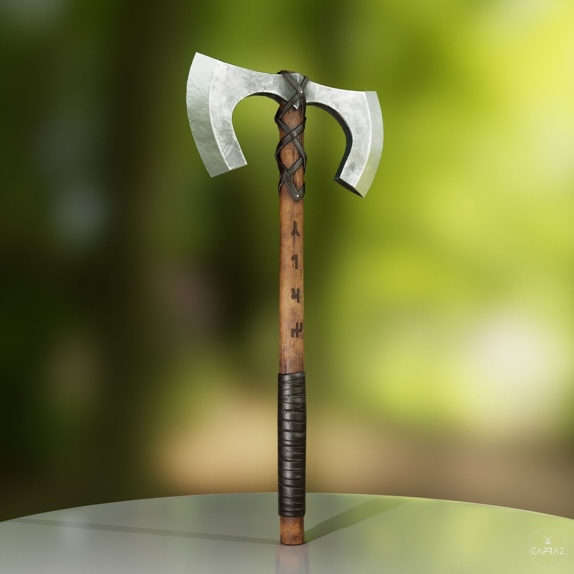 Viking Double Axe Low-poly 3D model_2