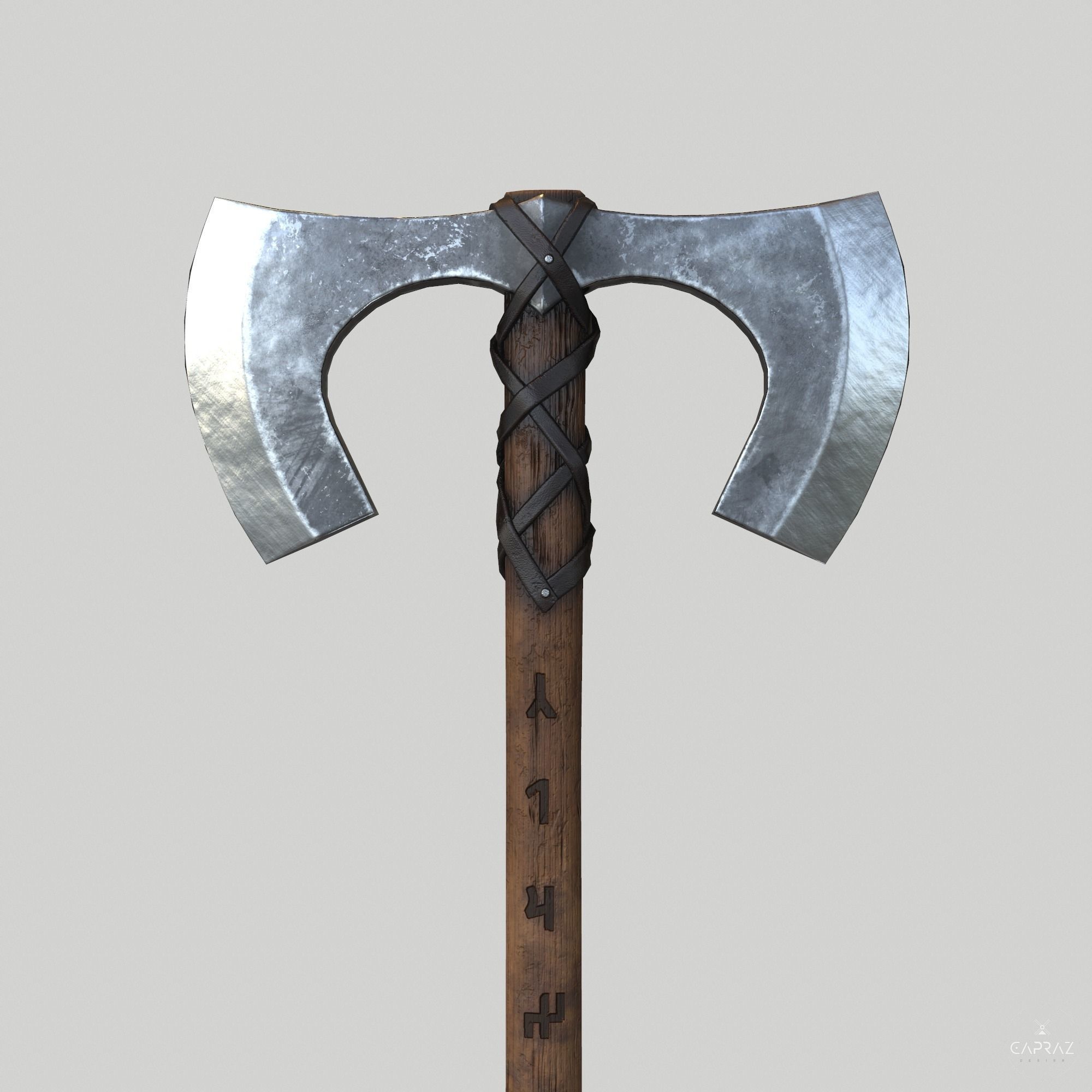 Viking Double Axe Low-poly 3D model_20