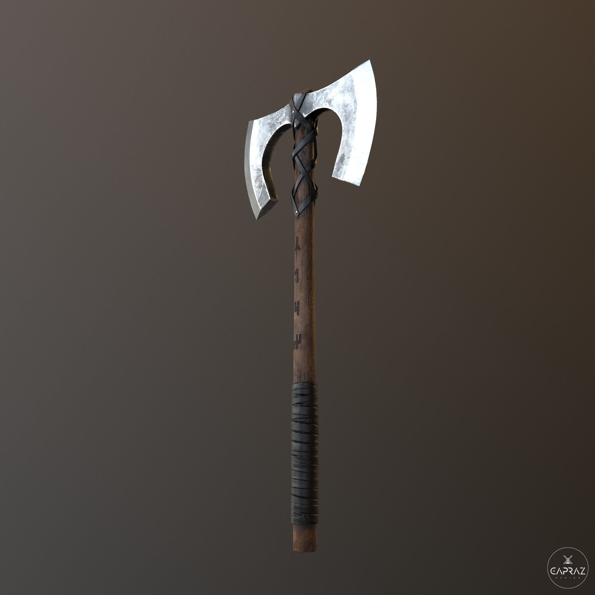 Viking Double Axe Low-poly 3D model_6