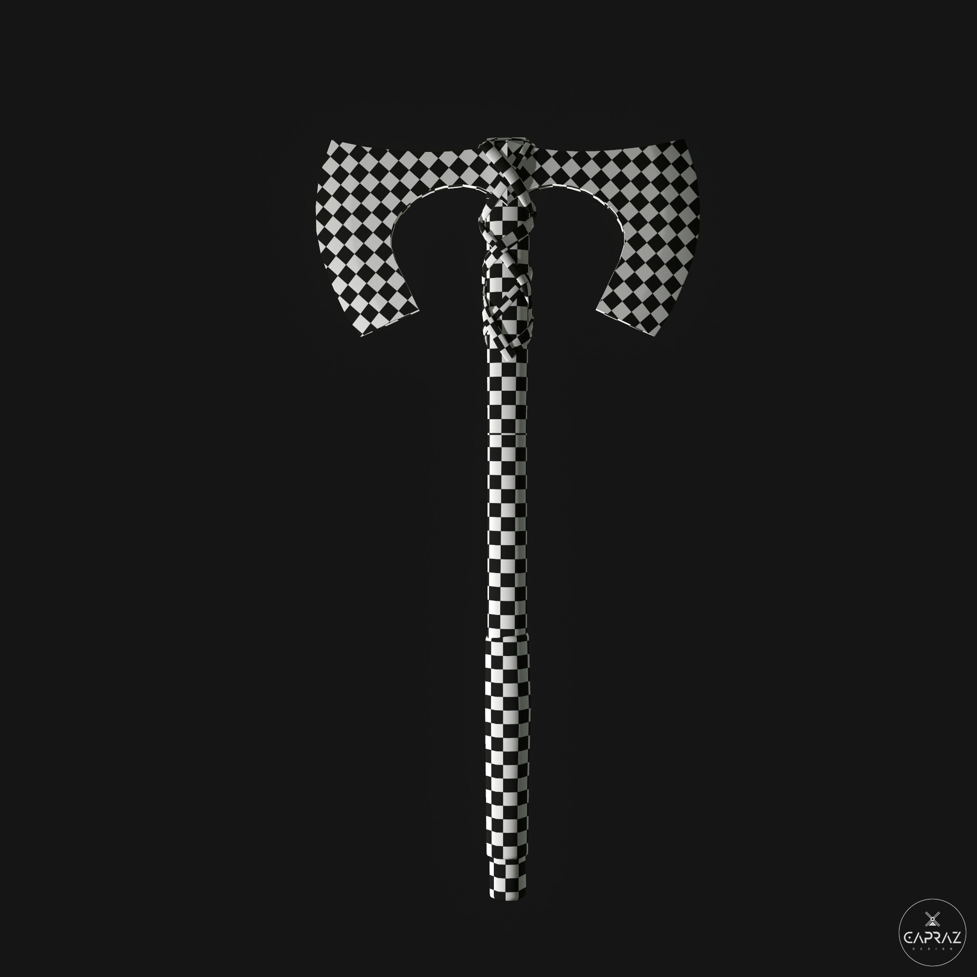 Viking Double Axe Low-poly 3D model_25