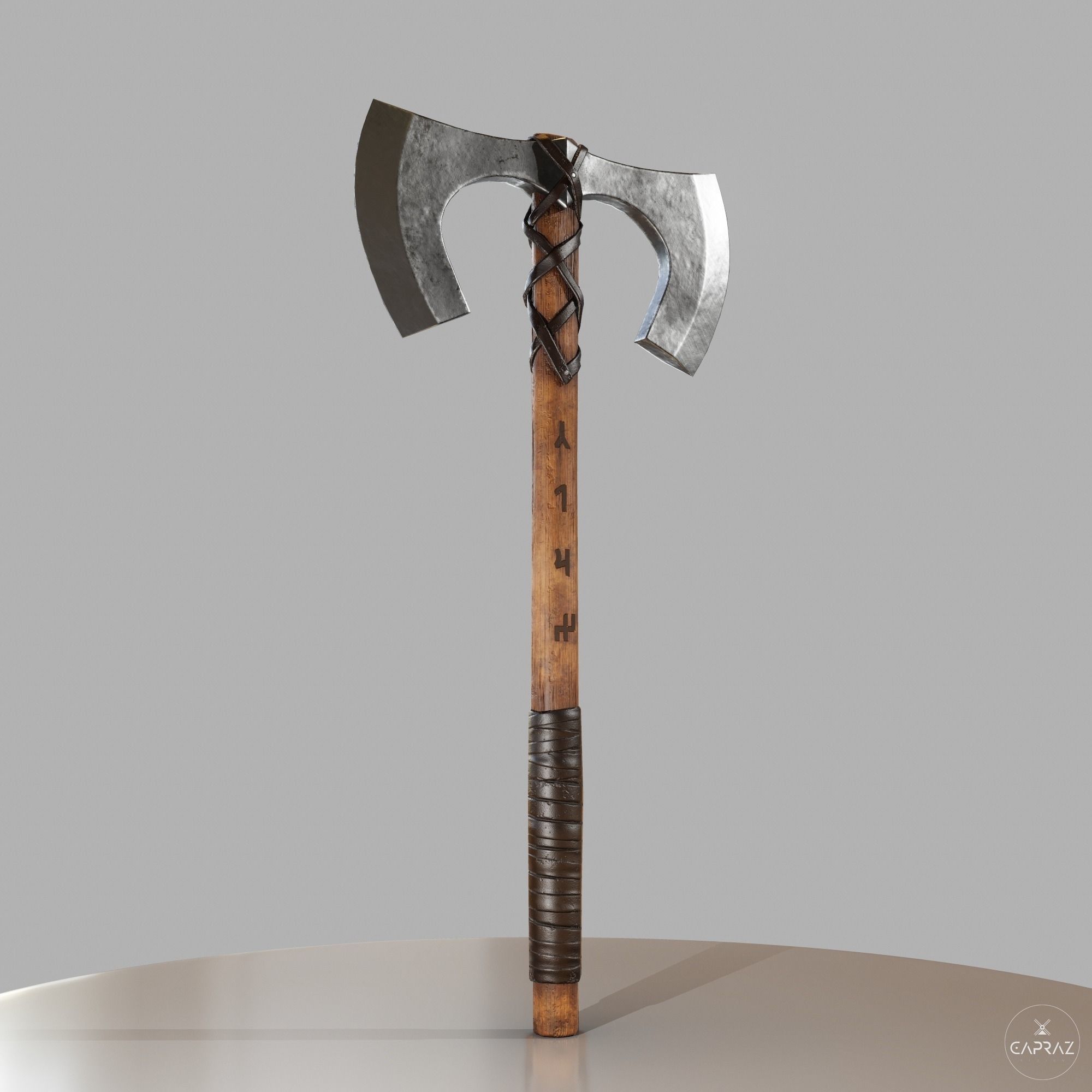 Viking Double Axe Low-poly 3D model_23