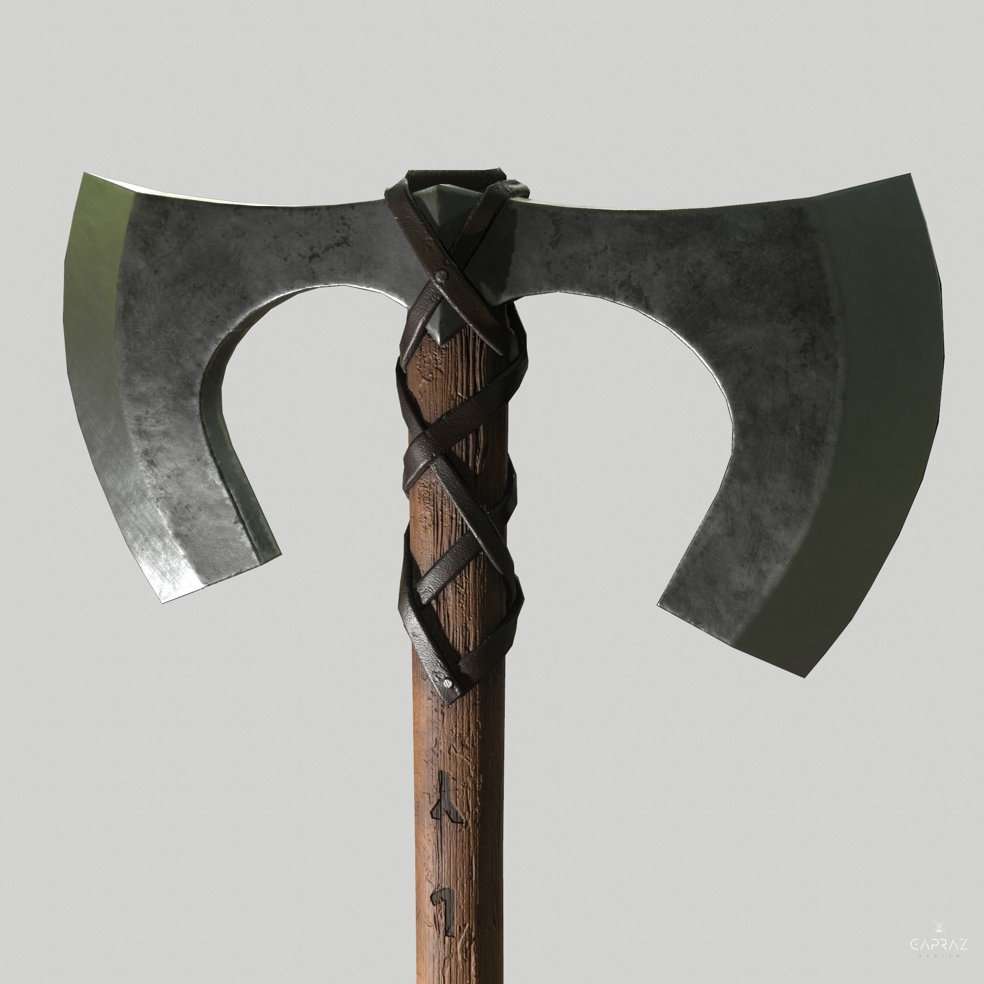 Viking Double Axe Low-poly 3D model_24
