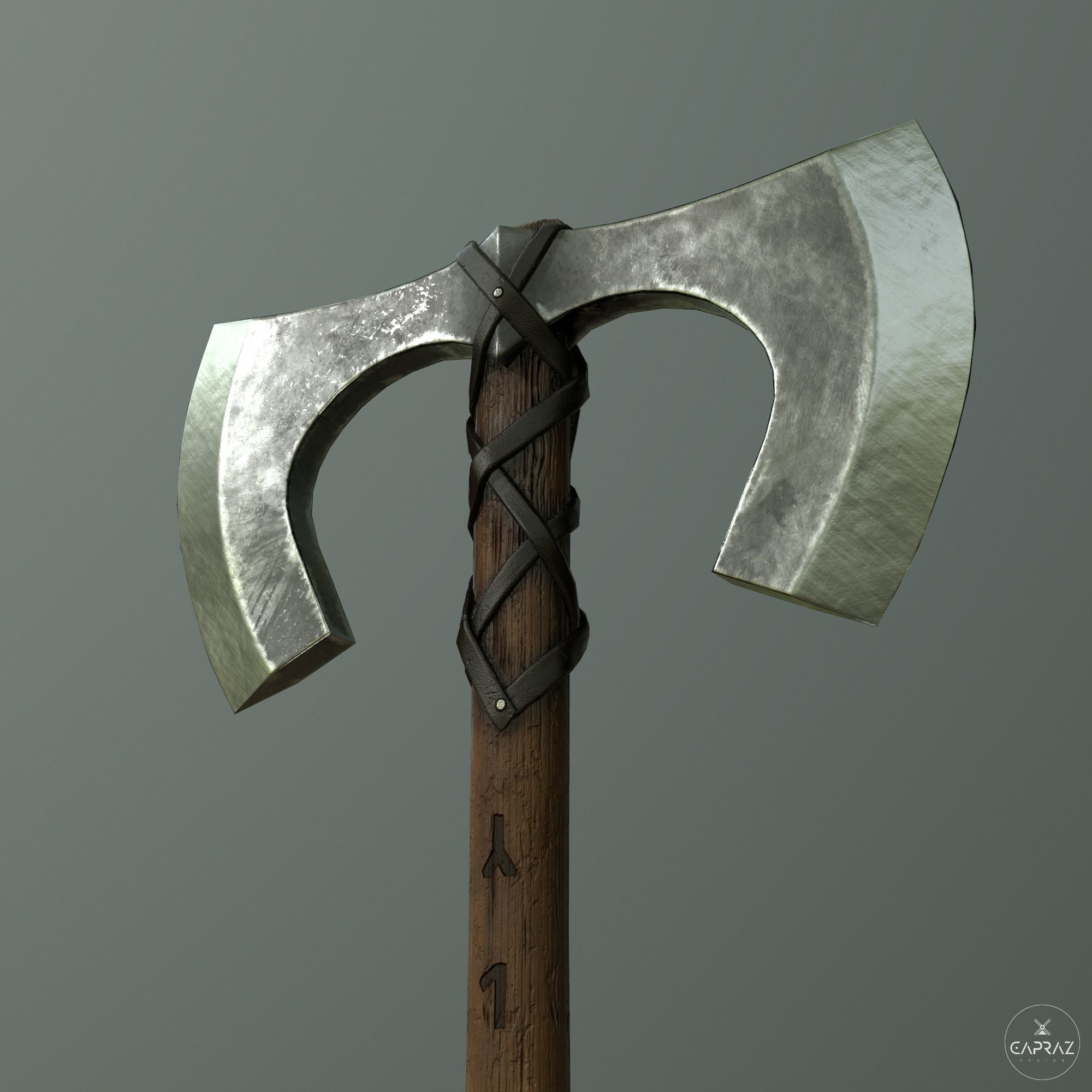 Viking Double Axe Low-poly 3D model_11