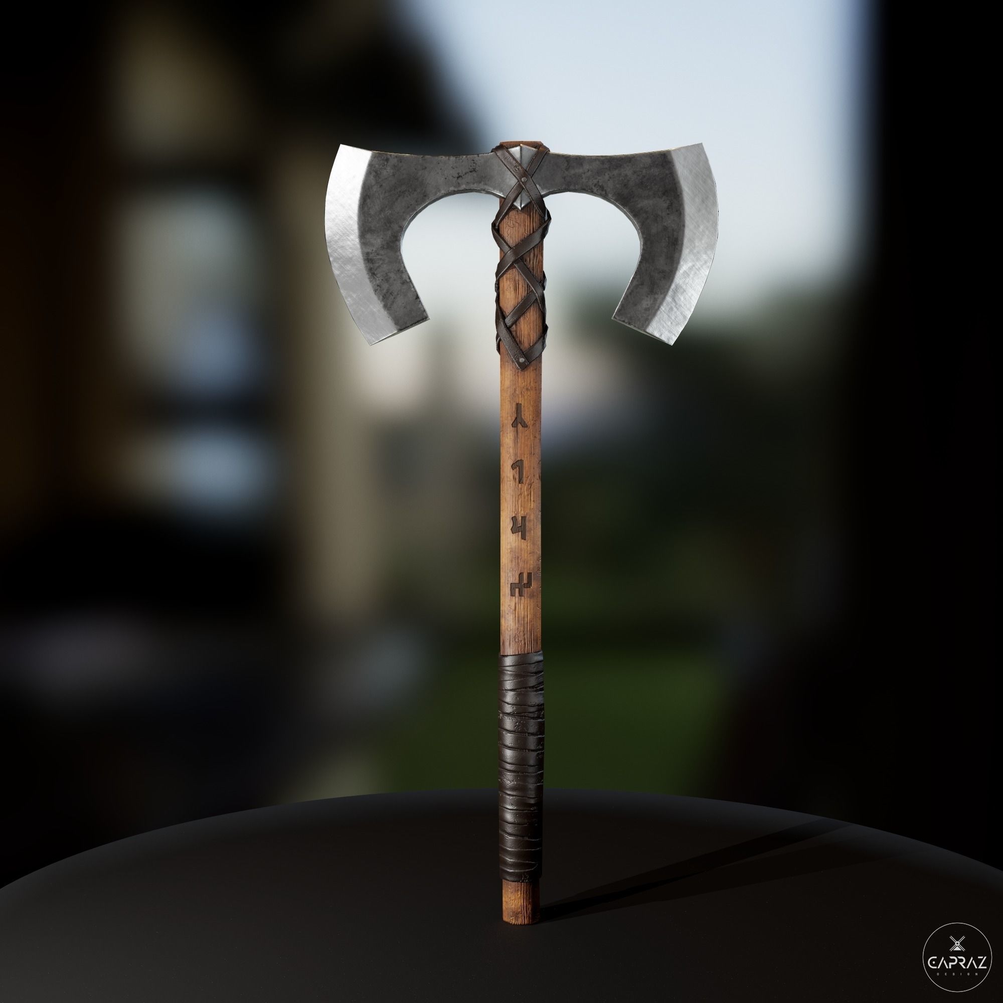 Viking Double Axe Low-poly 3D model_5