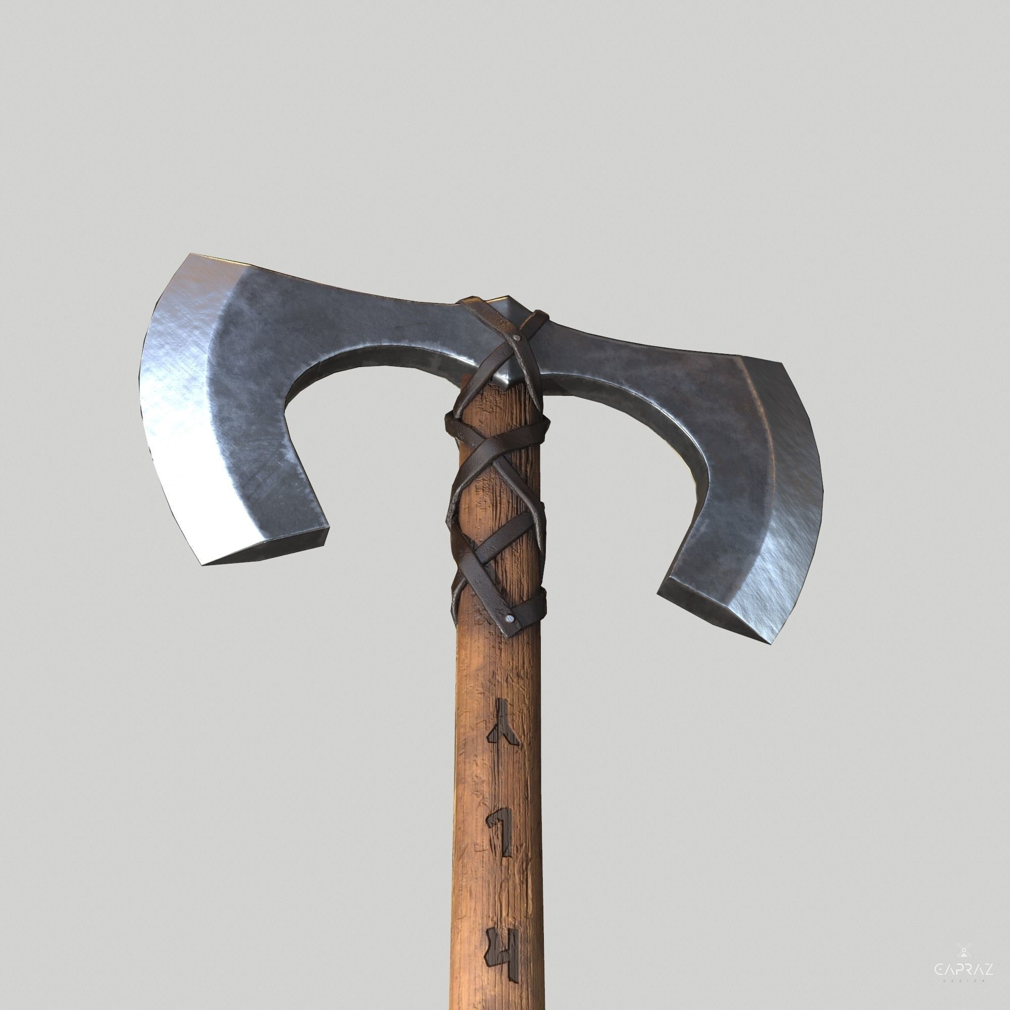 Viking Double Axe Low-poly 3D model_17