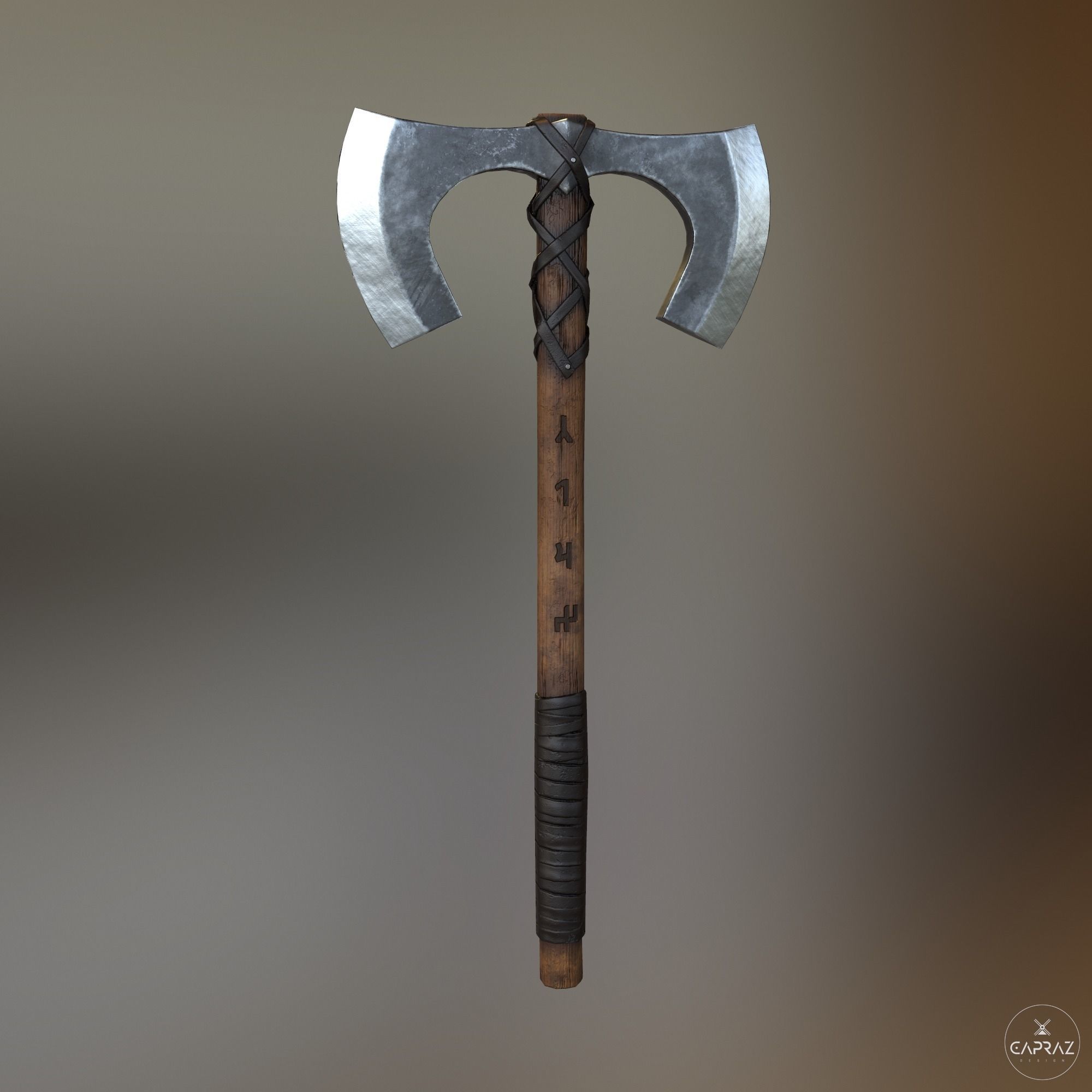 Viking Double Axe Low-poly 3D model_10